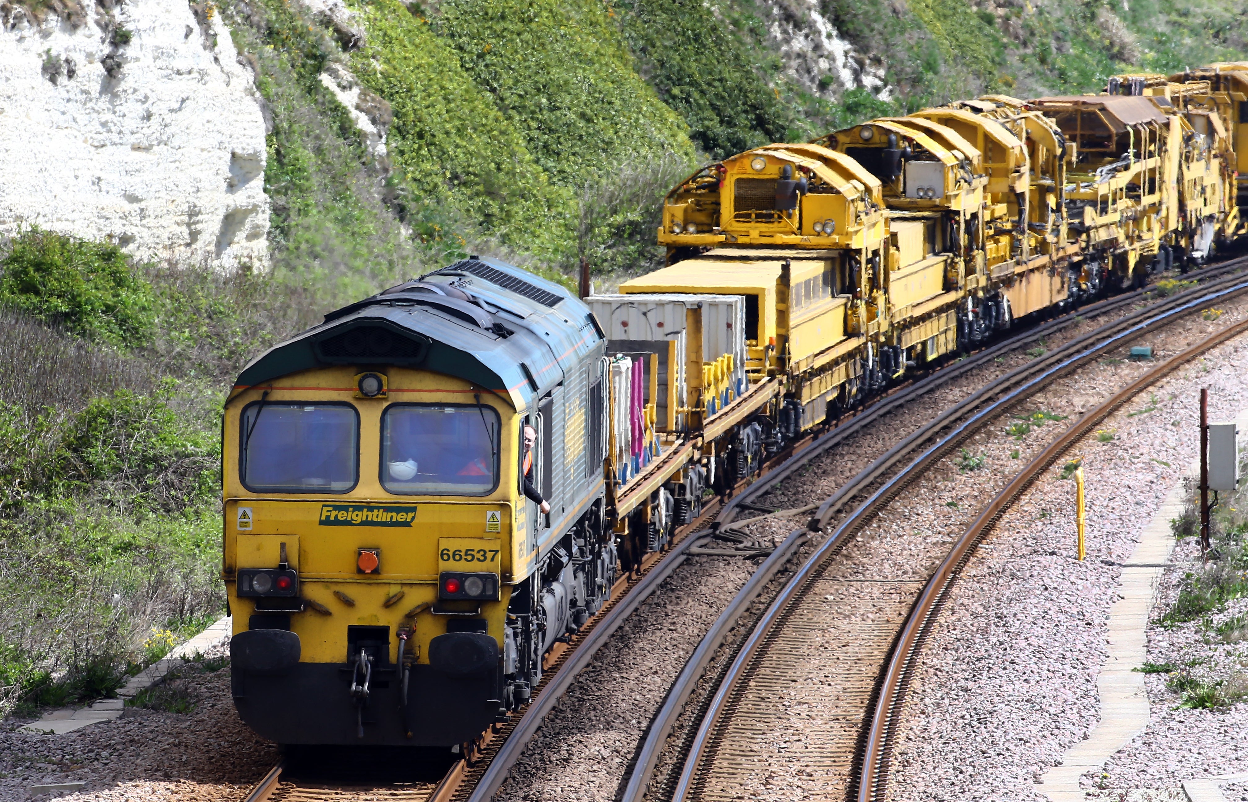 The rail industry is claiming a surge in the movement of goods by train shows it can help ensure supermarket shelves remain stocked during the lorry driver shortage (Gareth Fuller/PA)