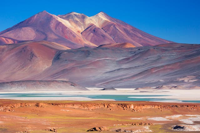 <p>Salar de Talar and surrounding volcanoes, Atacama Desert, Chile</p>