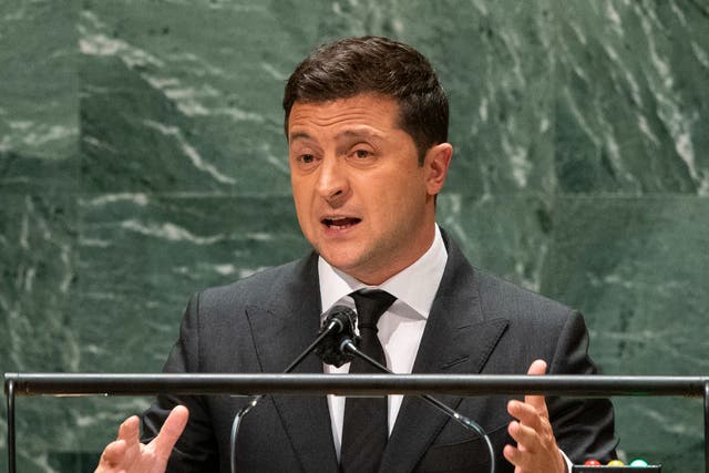 <p>Zelenskiy addresses the 76th Session of the UN General Assembly in New York City this week</p>