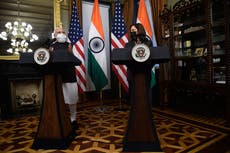 Kamala Harris hails India’s vaccination drive in first meeting with Narendra Modi in Washington