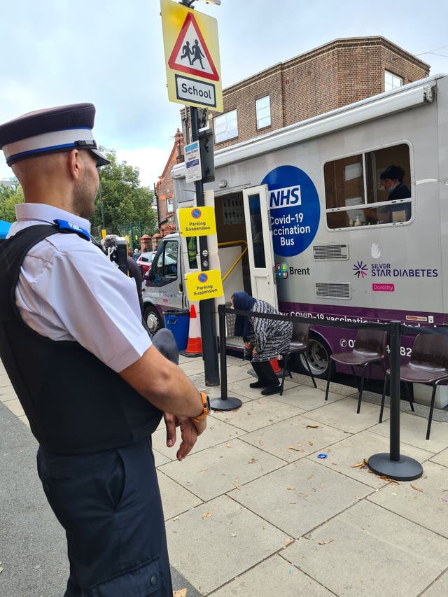 <p>Officers have been deployed at vaccine buses for staff safety</p>