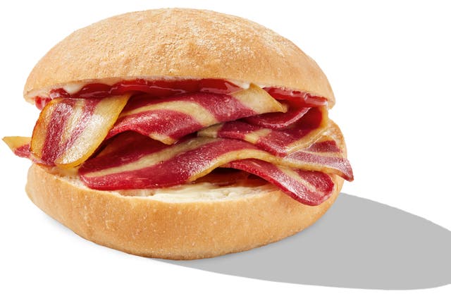 <p>Greggs vegan bacon breakfast roll</p>