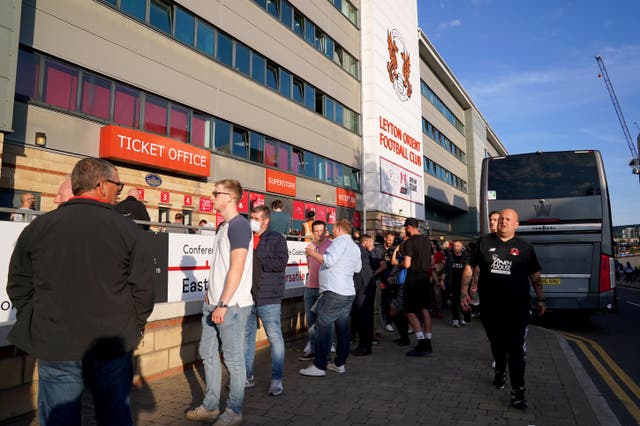 Fans of Leyton Orient and clubs in the fourth and fifth tiers could soon be able to enjoy an alcoholic drink in their seat (Jonathan Brady/PA)
