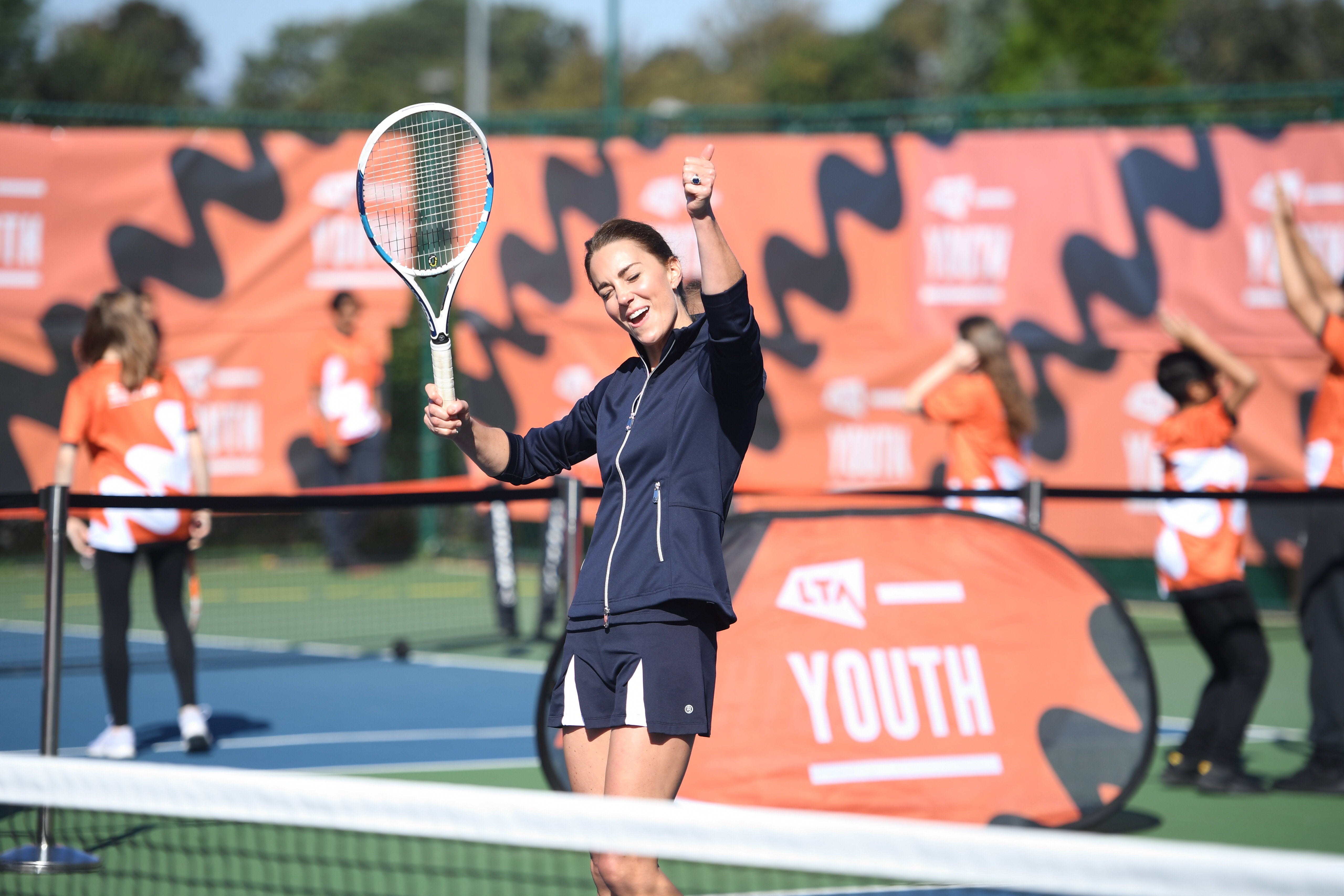 Kate plays tennis with US Open champions