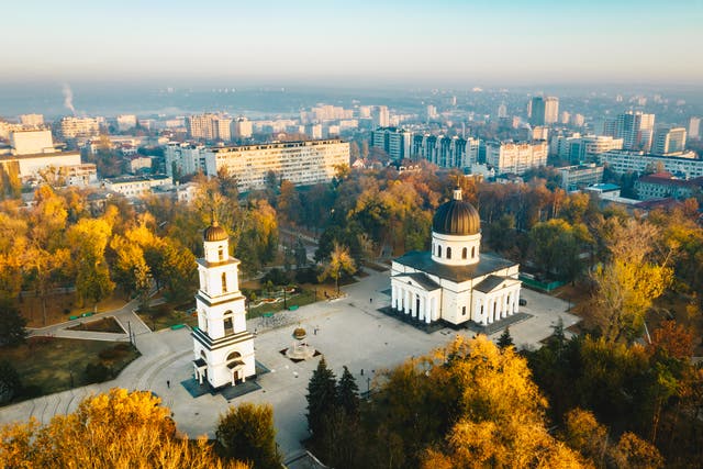 <p>Chisinau’s Cathedral Square at sunset</p>