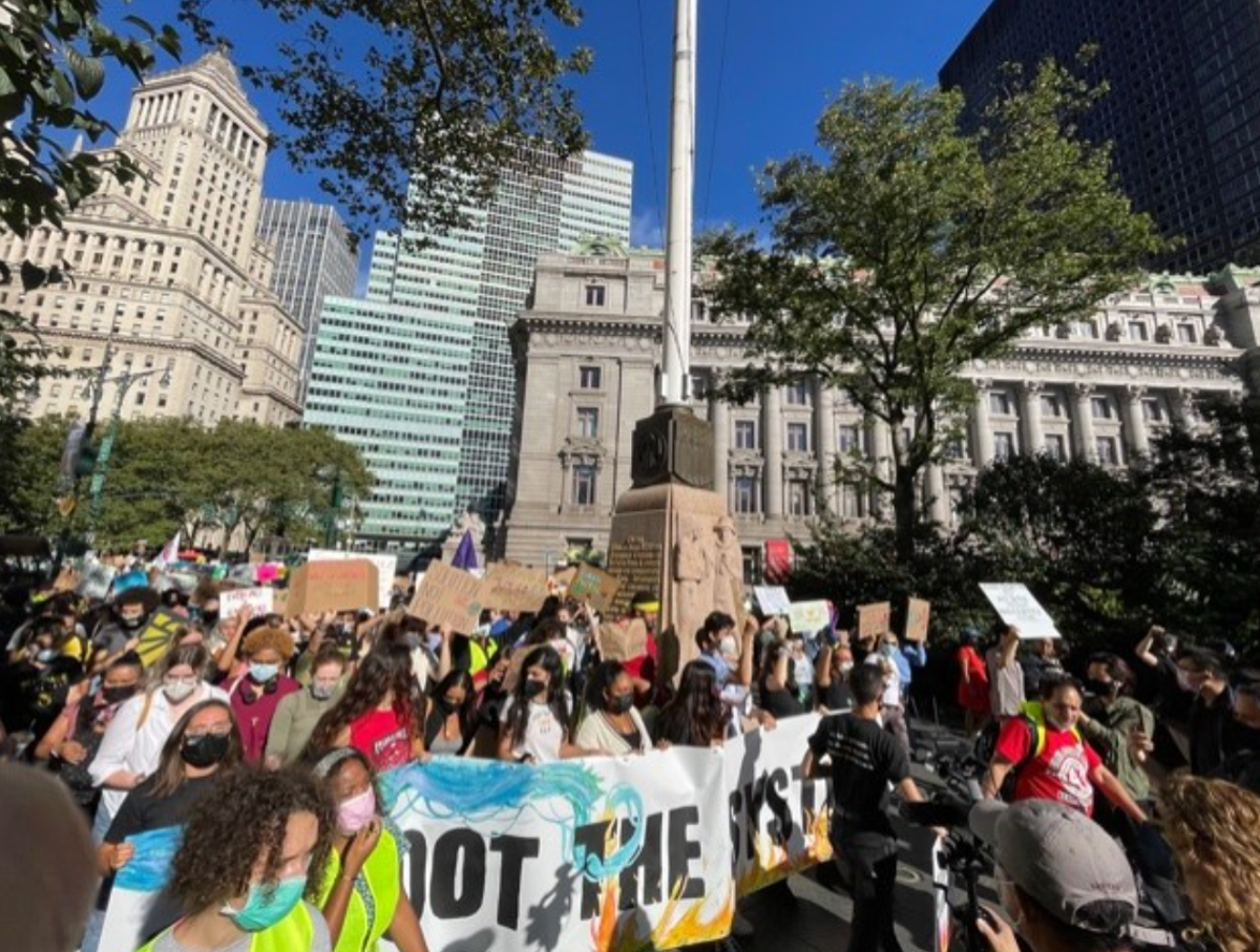 &lsquo;Uproot the system&rsquo;: Climate strikers flood the streets of New York City on day of global protest