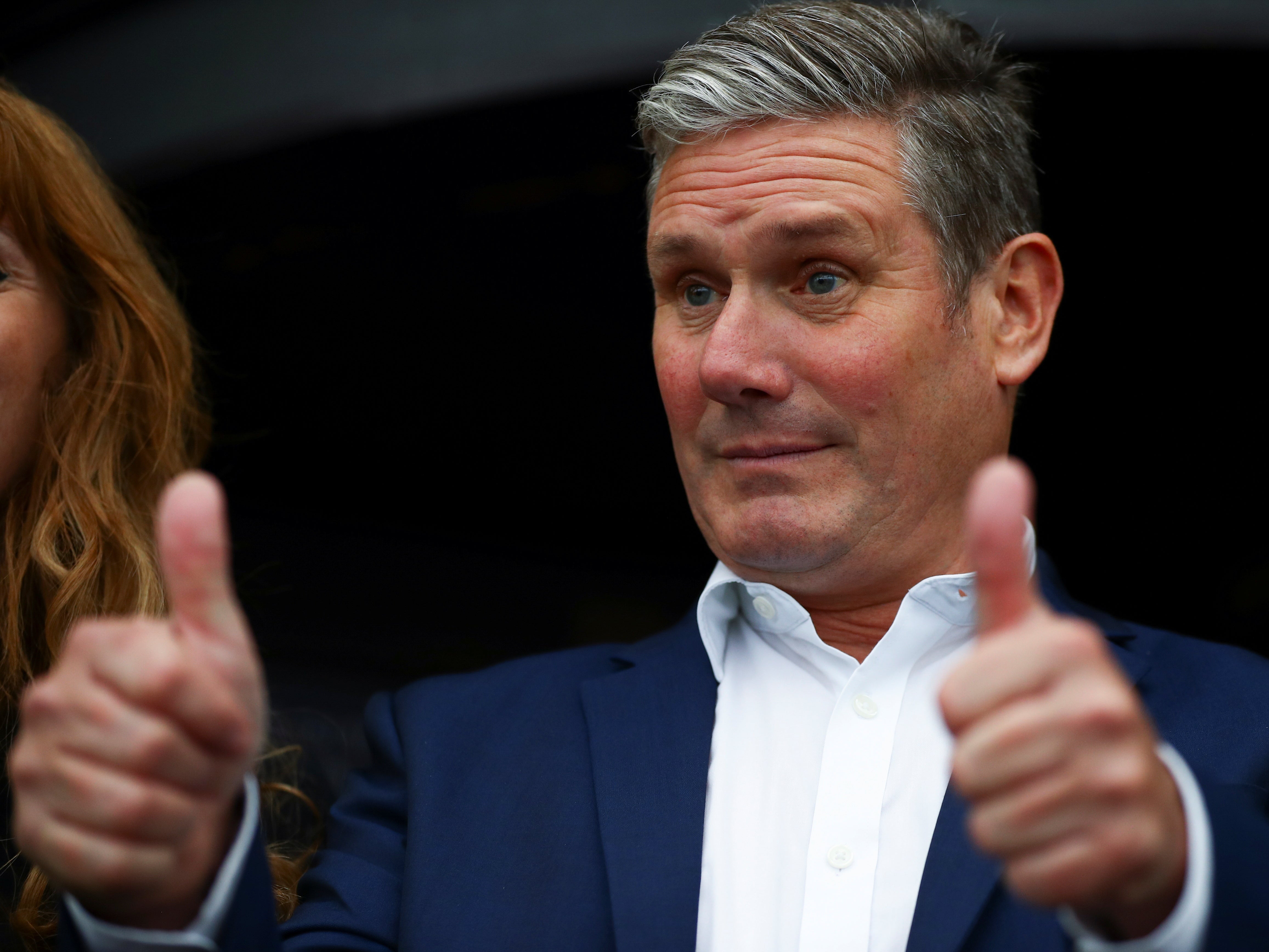 <p>Keir Starmer puts on a brave face as he arrives at the Labour Conference in Brighton</p>