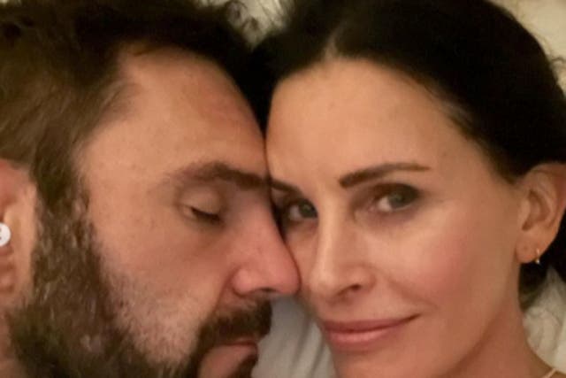 <p>Courteney Cox shared photos of her and her partner, Snow Patrol musician Johnny McDaid, to celebrate their eight-year anniversary</p>
