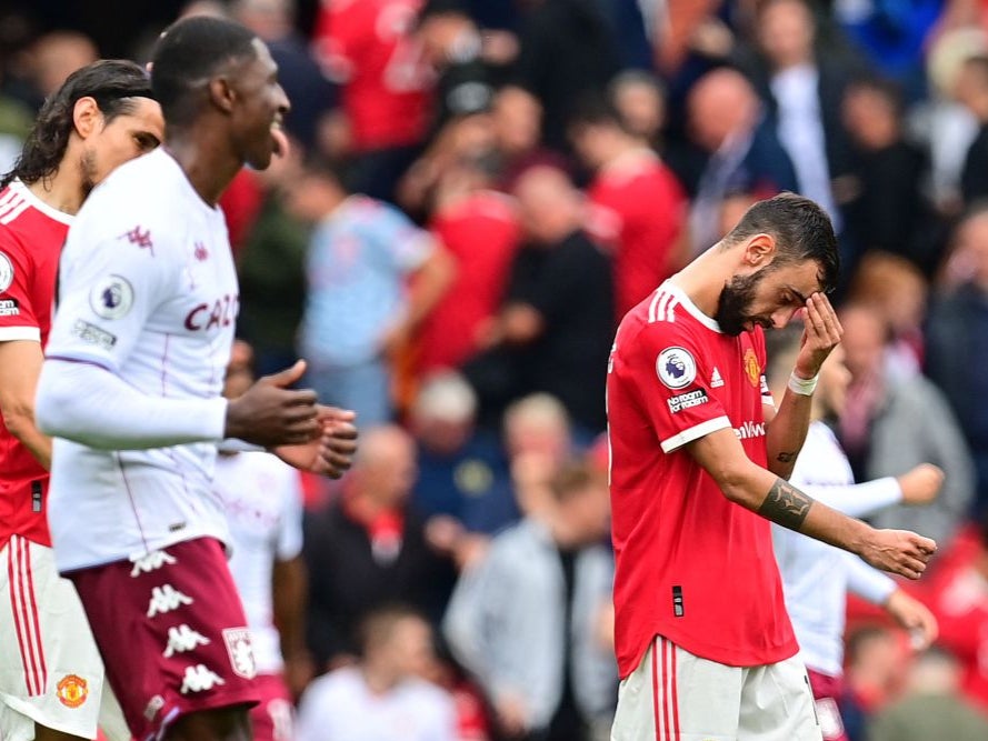 Fernandes missed the stoppage time spot kick after the Villa players delayed him from taking