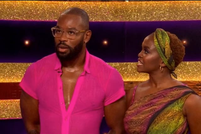 <p>Ugo Monye and his professional partner Oti Mabuse on ‘Strictly Come Dancing'</p>