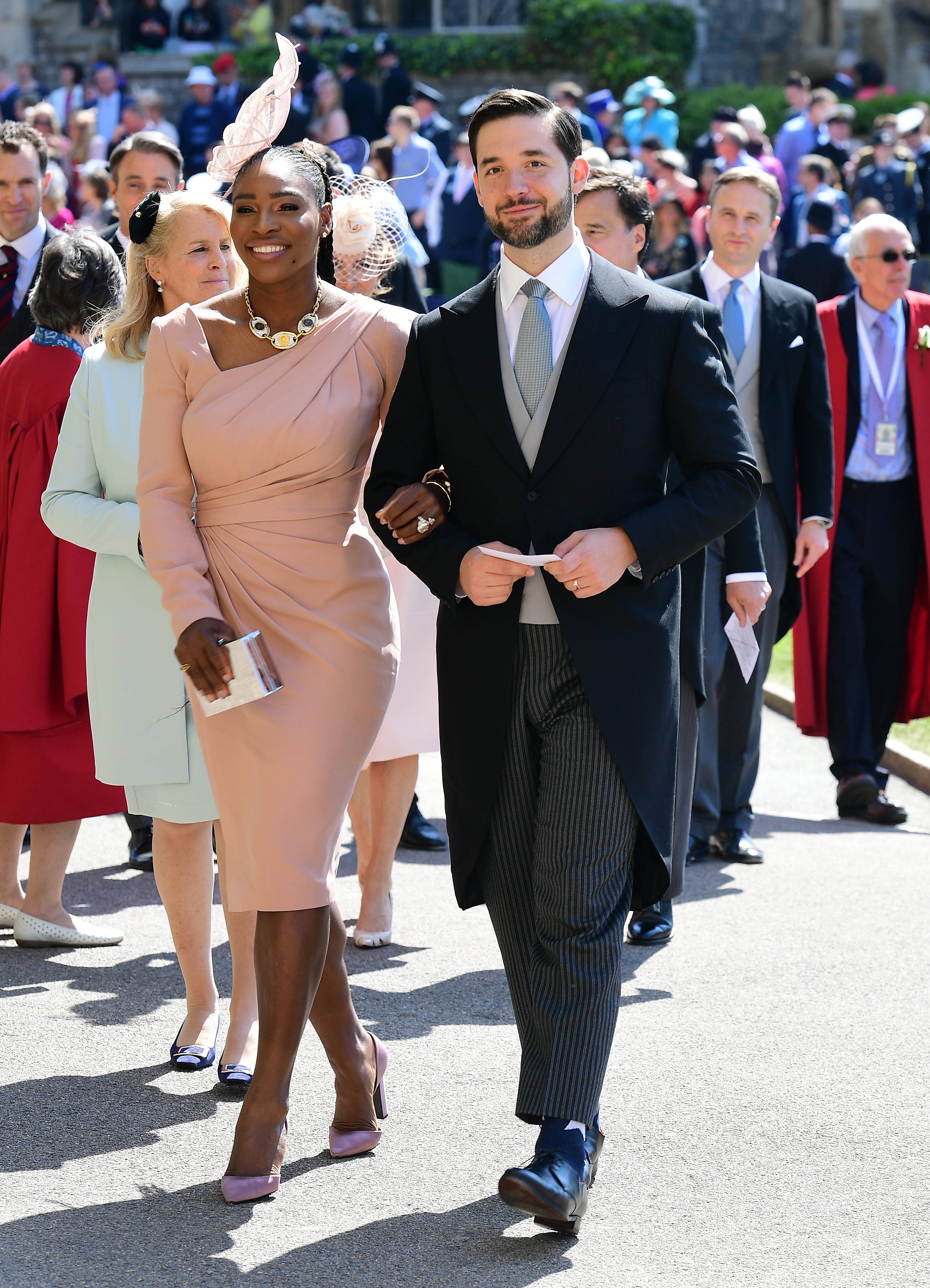 Serena Williams and her husband Alexis Ohanian arrive at St George’s Chapel at Windsor Castle for the wedding of Meghan Markle and Prince Harry (Ian West/PA)