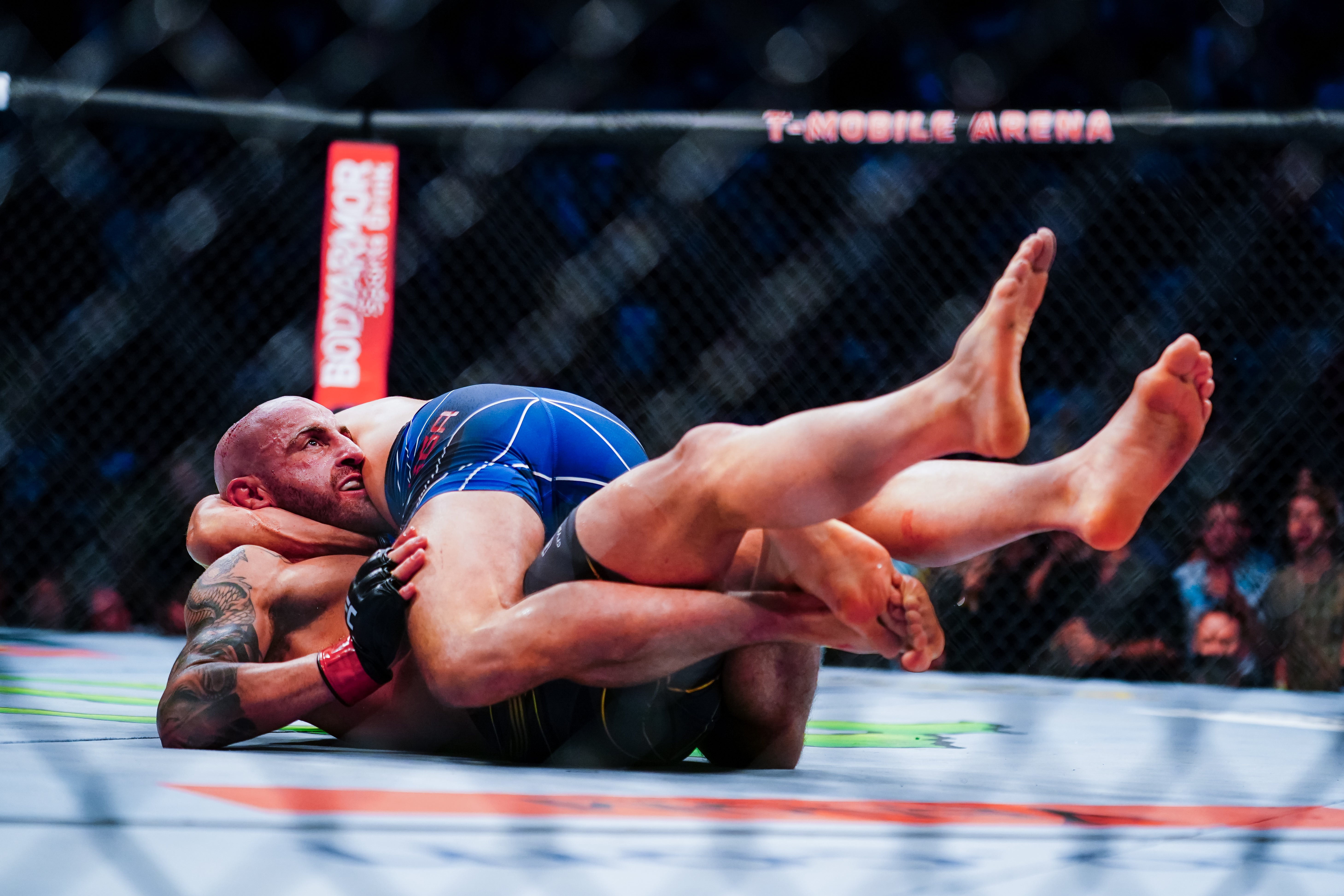 Volkanovski somehow escaped numerous chokes from jiu-jitsu specialist Ortega