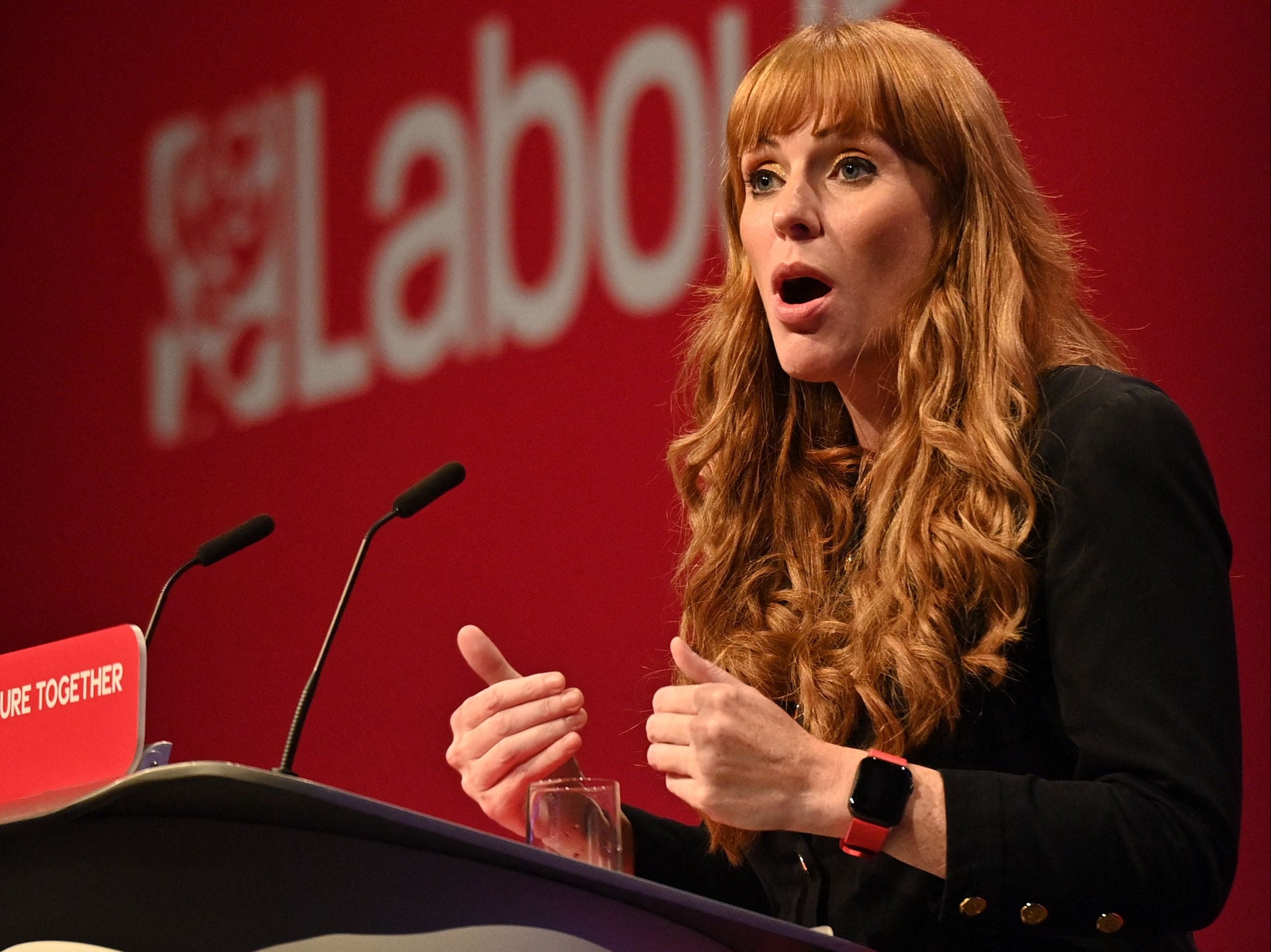 Angela Rayner speaking at Labour conference – before she called the Tories ‘scum’