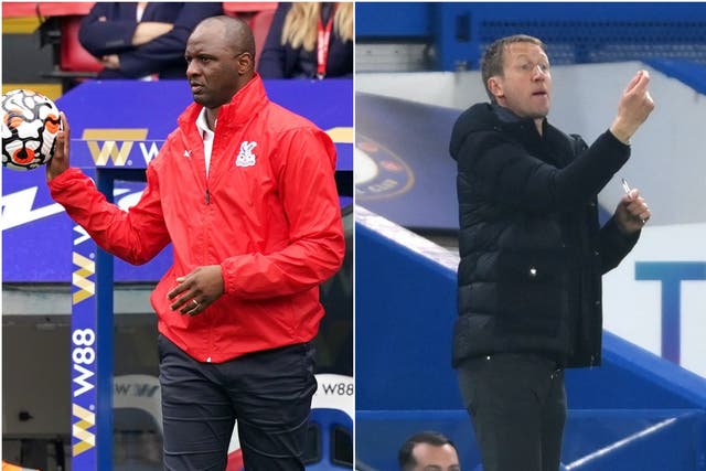 Crystal Palace boss Patrick Vieira will face Brighton manager Graham Potter for the first time on Monday (Dominic Lipinski/Mike Hewitt/PA)