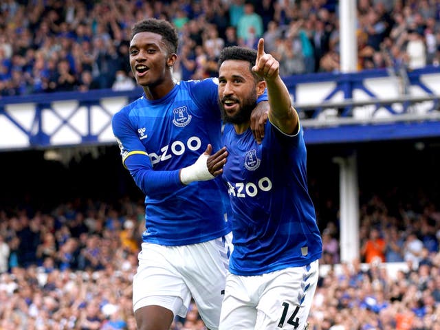 Andros Townsend (right) scored his fourth Everton goal on Saturday (Peter Byrne/PA).