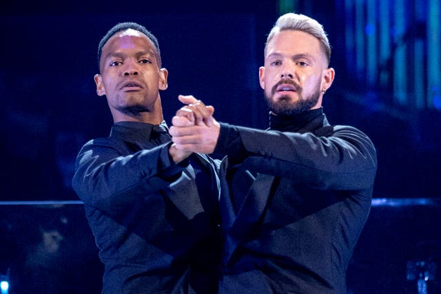 <p>John Whaite (right) made history on Strictly Come Dancing</p>