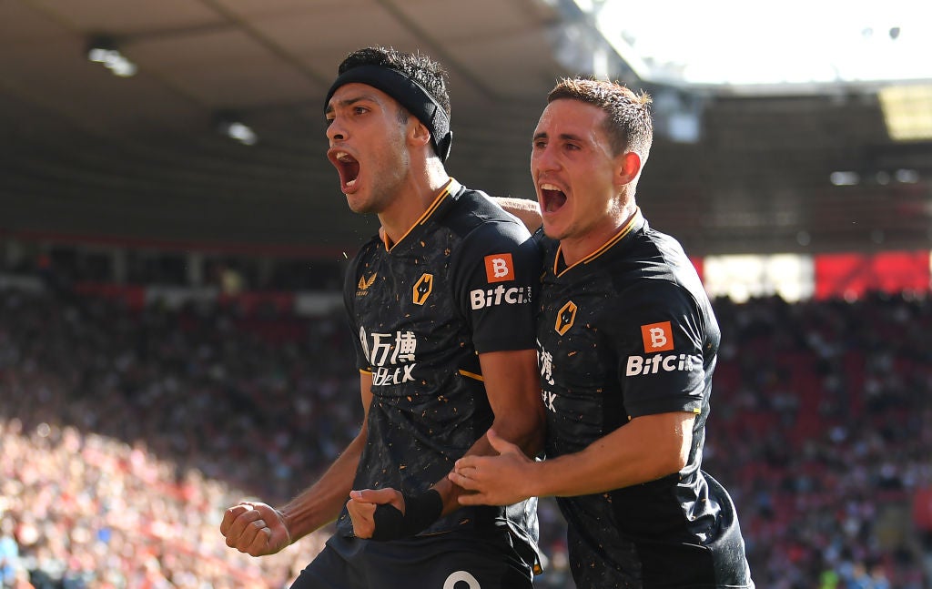 Daniel Podence helps Jimenez celebrate his first goal since injury sidelined the Mexican in November 2020