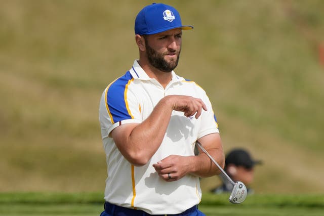 Jon Rahm faced an early deficit in his singles match with Scottie Scheffler in the Ryder Cup (Charlie Neibergall/AP)