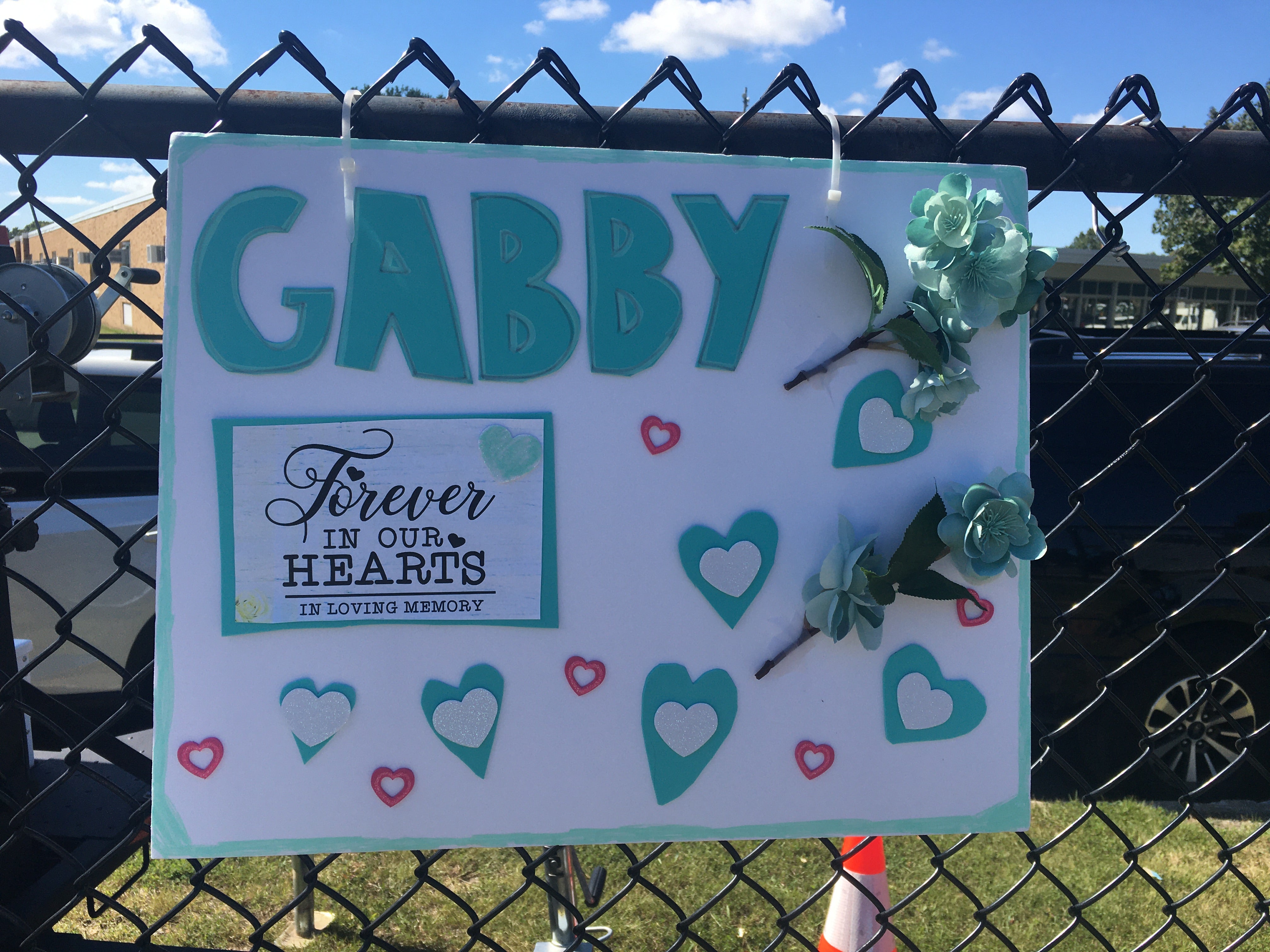 A sign in support of Gabby Petito in Holbrook, Long Island