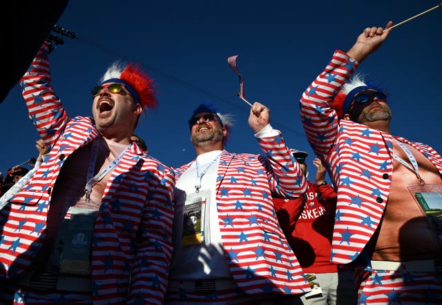 <p>USA fans at the Ryder Cup in 2021 </p>