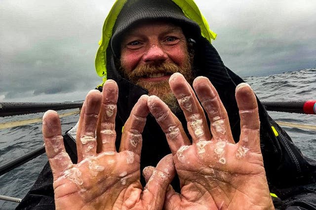 <p>File: Dave ‘Dinger’ Bell’s journey was marked by several struggles, including a huge storm, jellyfish stings and his fear of open water</p>