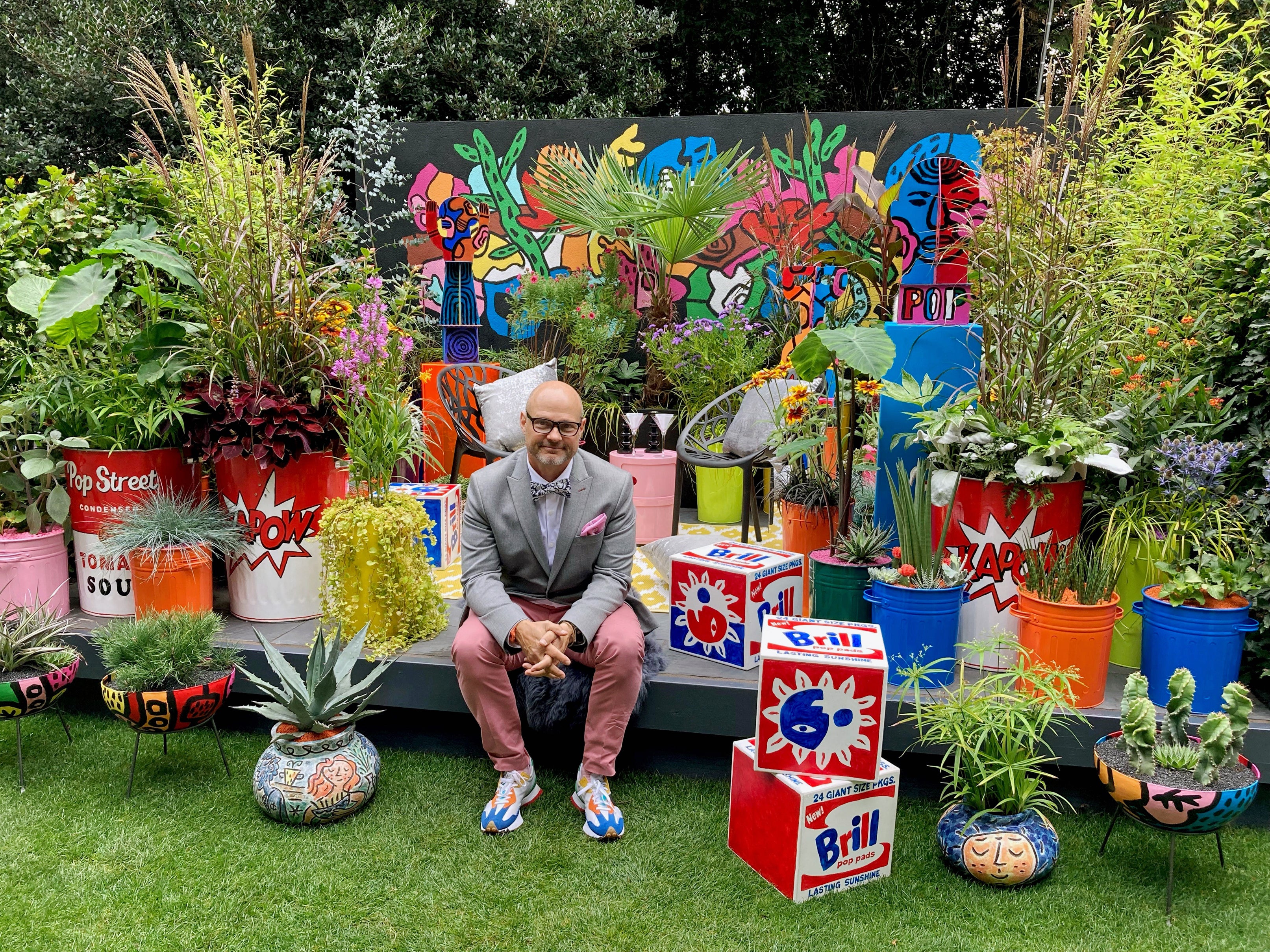 Designer John McPherson in his Pop Street Garden (Hannah Stephenson/PA)