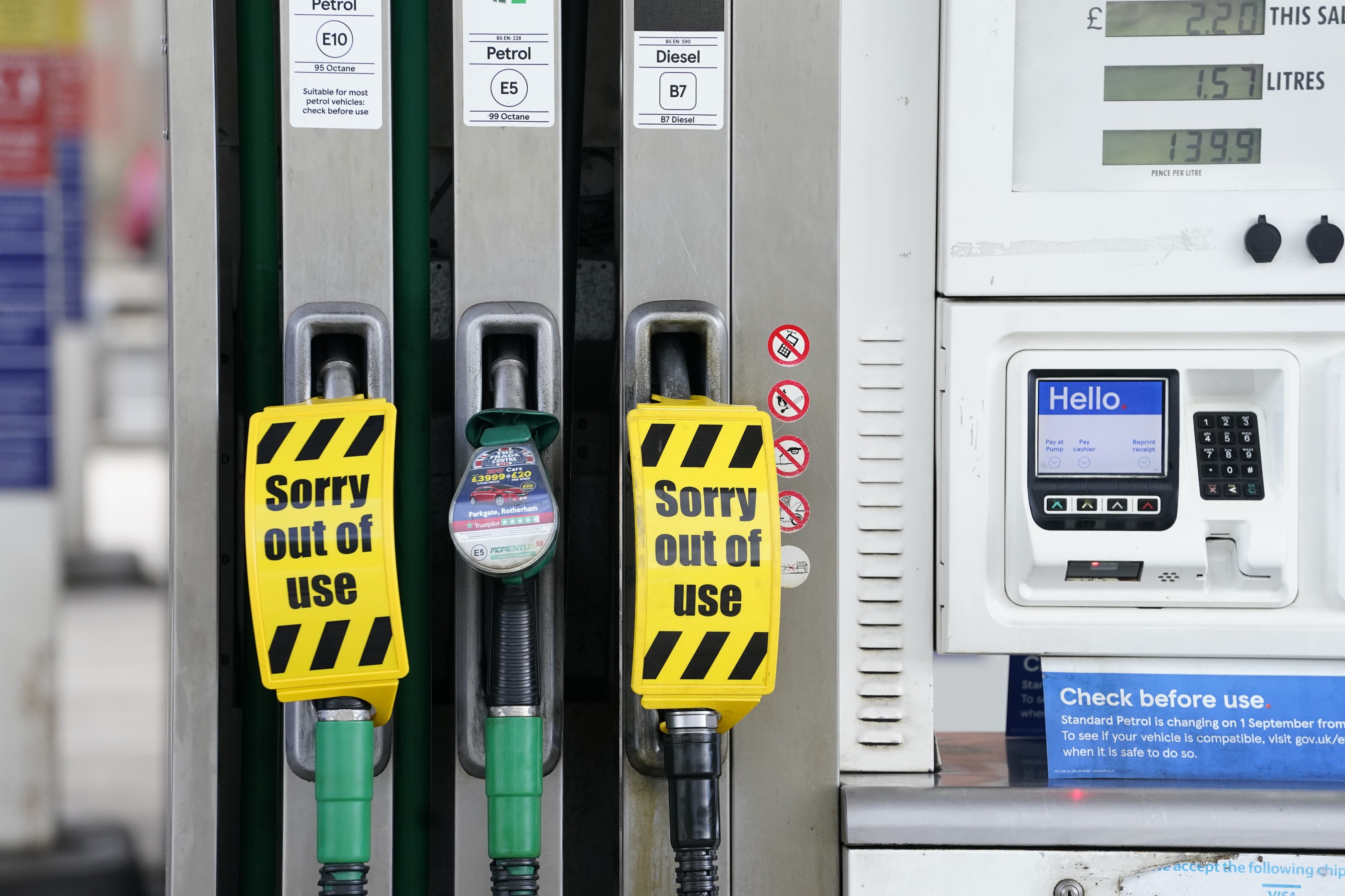 A petrol station in Sheffield which is closed due to having no fuel (Danny Lawson/PA)