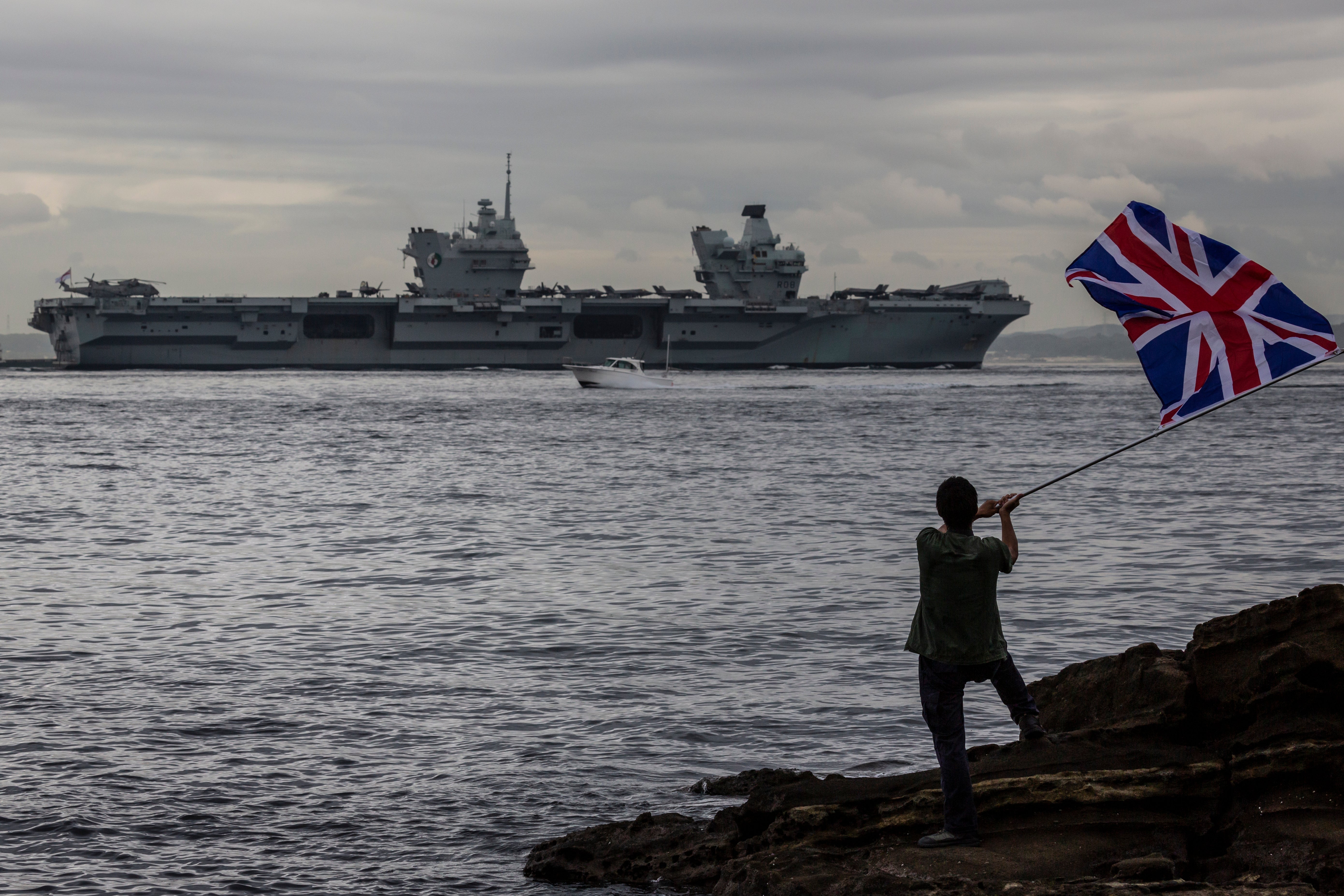 The British Royal Navy aircraft carrier HMS Queen Elizabeth