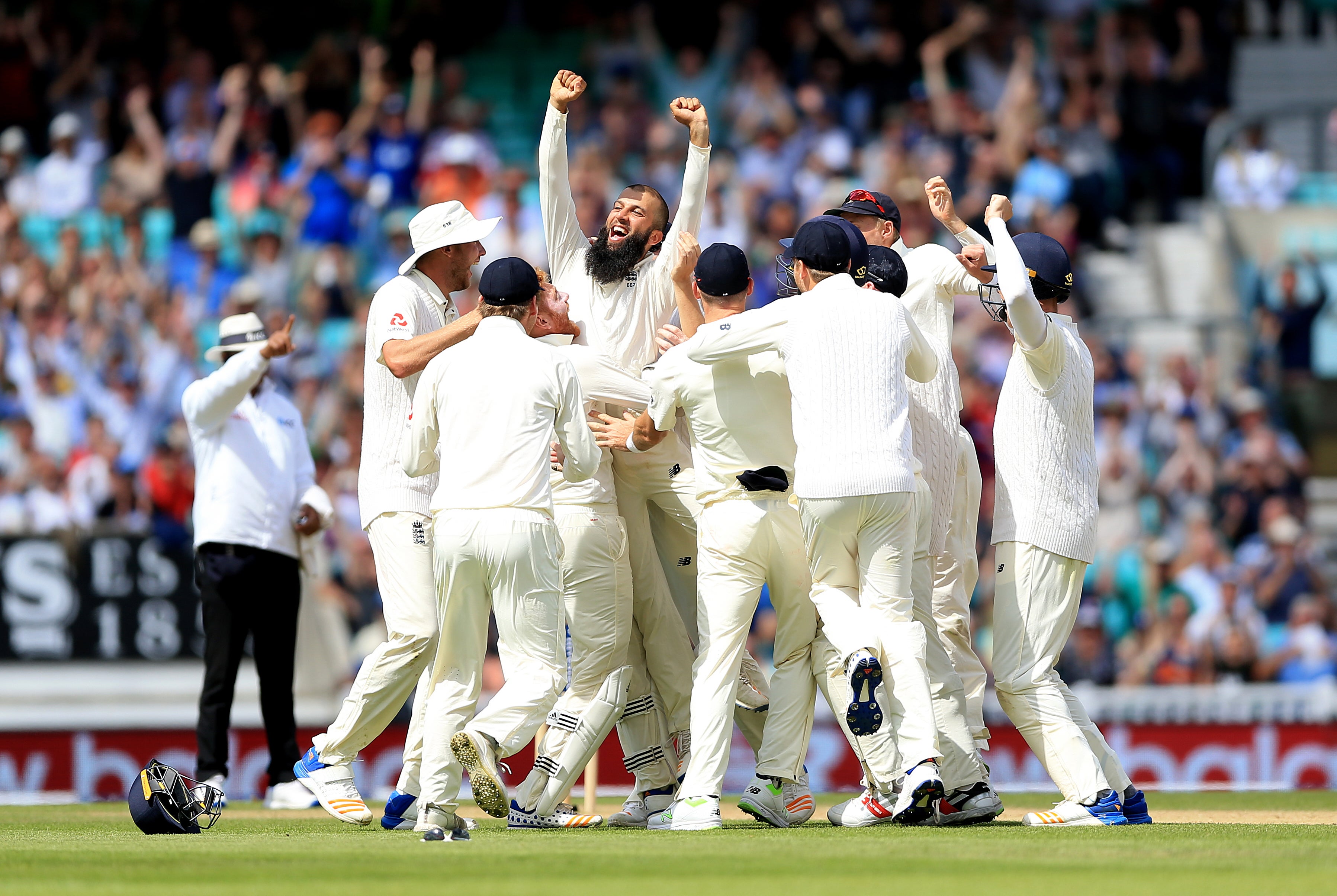 Moeen celebrates taking a memorable hat-trick against South Africa at the Oval in 2017