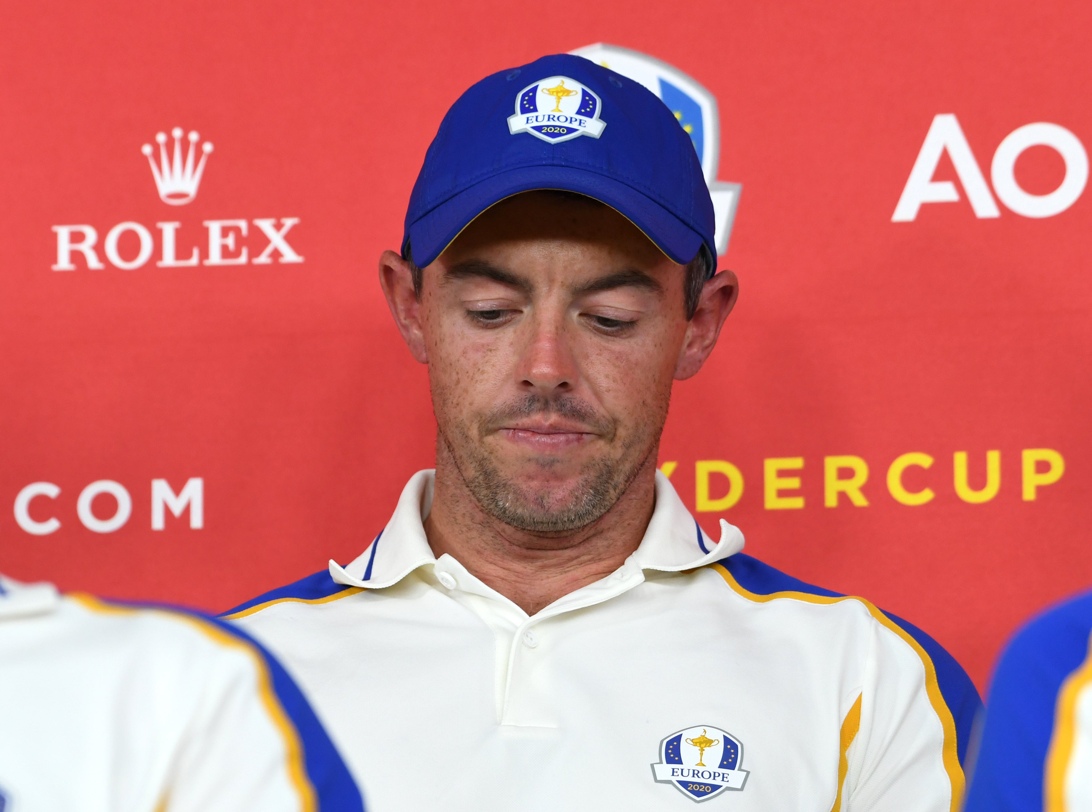 Team Europe’s Rory McIlroy during a press conference after defeat to Team USA in the 43rd Ryder Cup (Anthony Behar/PA)