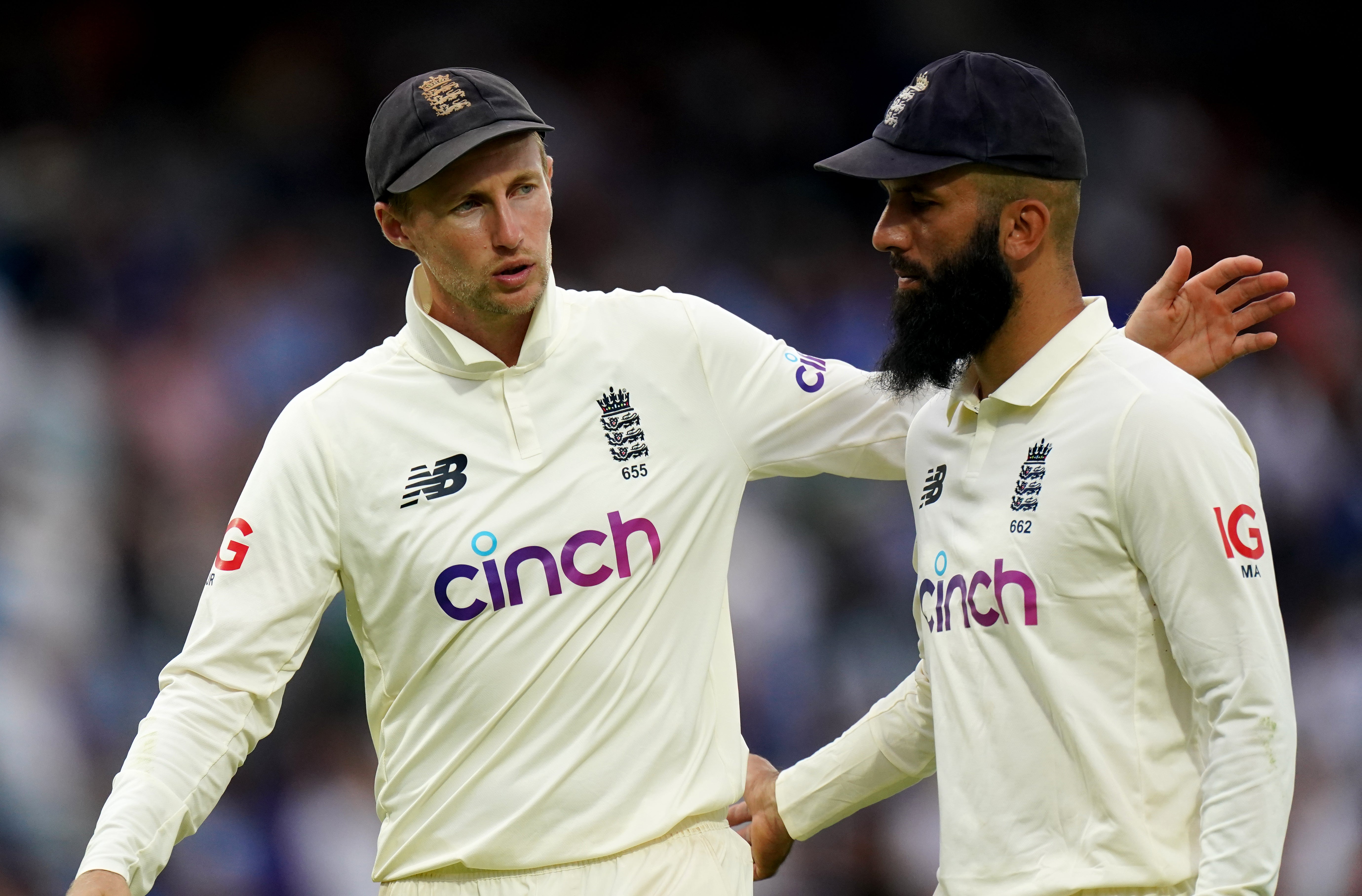 Joe Root, left, had warm words for Moeen Ali, who has announced his retirement from Test cricket (Zac Goodwin/PA)