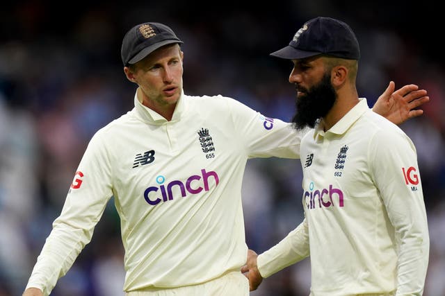Joe Root, left, had warm words for Moeen Ali, who has announced his retirement from Test cricket (Zac Goodwin/PA)