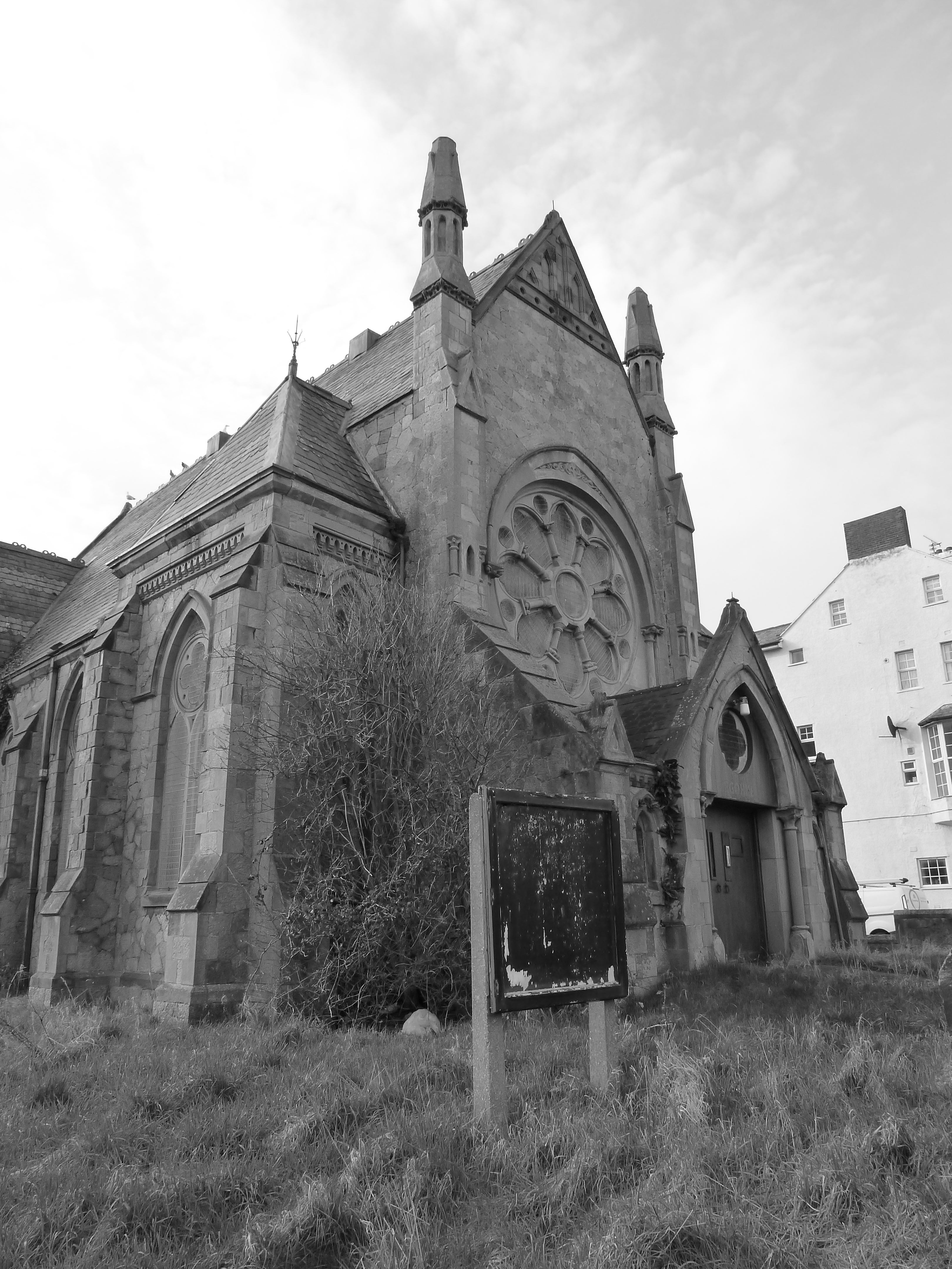 A boarded-up church in Rhyl: people of all ages and backgrounds can find themselves without a place to go