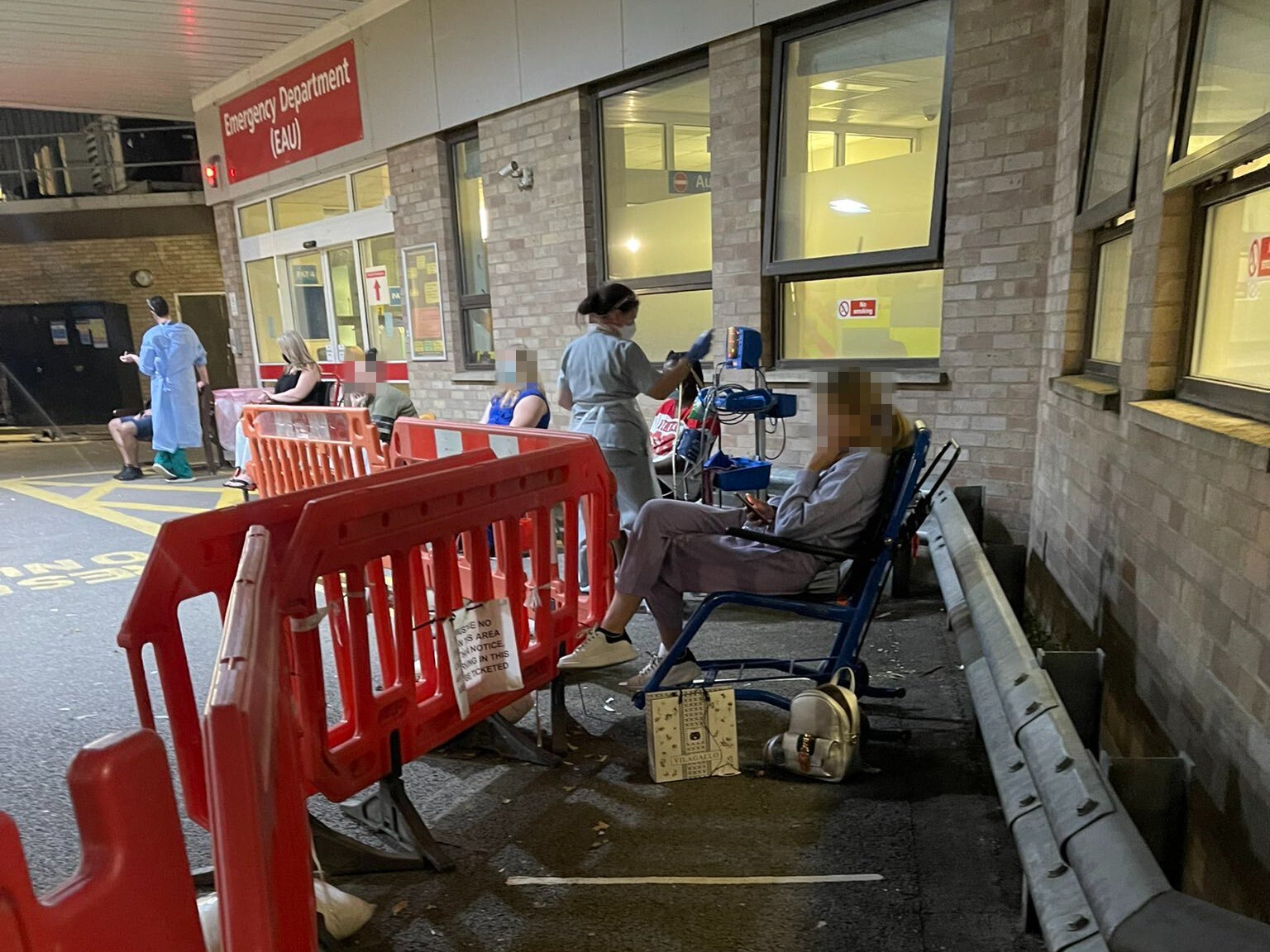 Patients left waiting outside Addenbrooke’s Hospital because there was no space inside the A&E unit