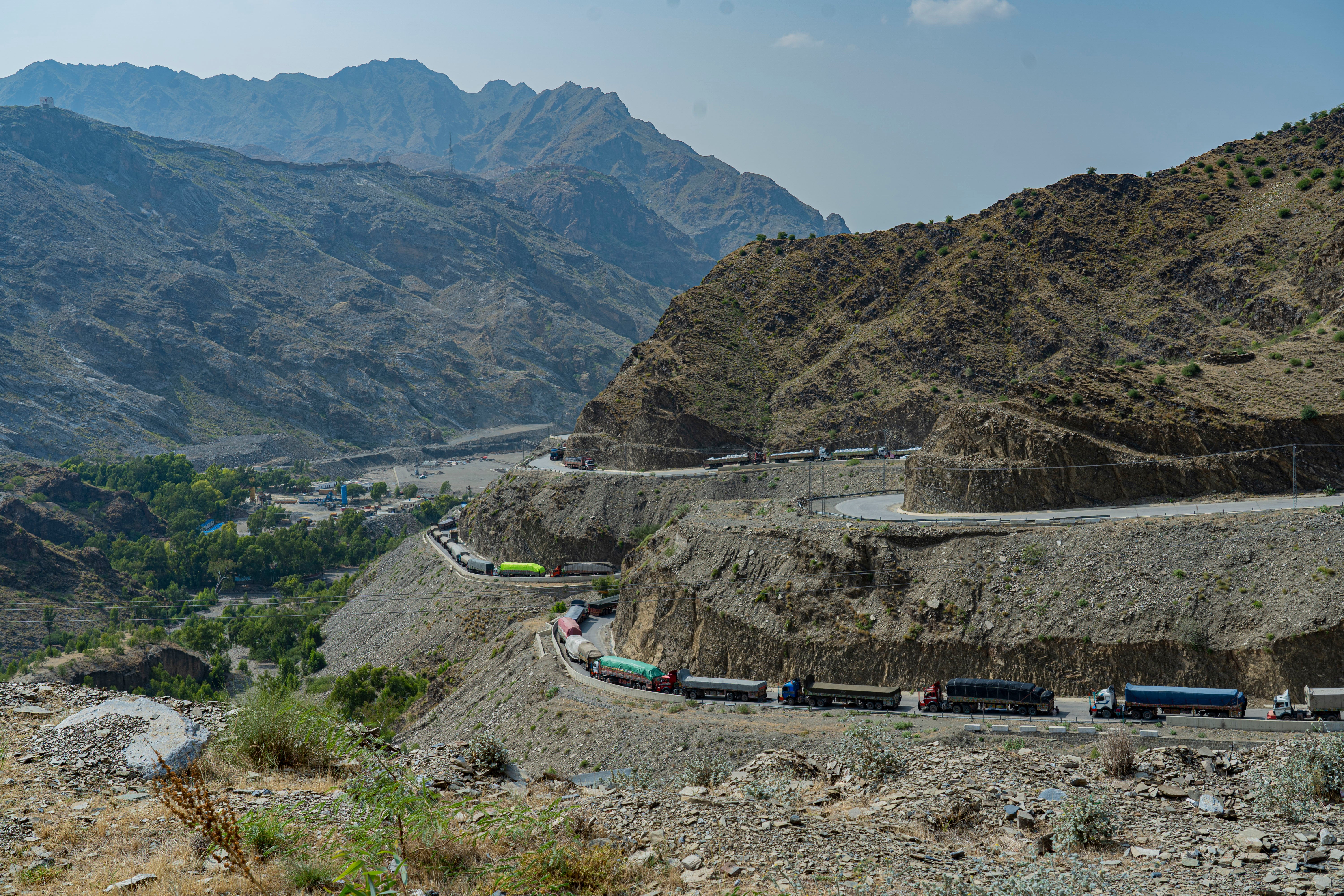 The Khyber pass where in the past containers of supplies were frequently attacked