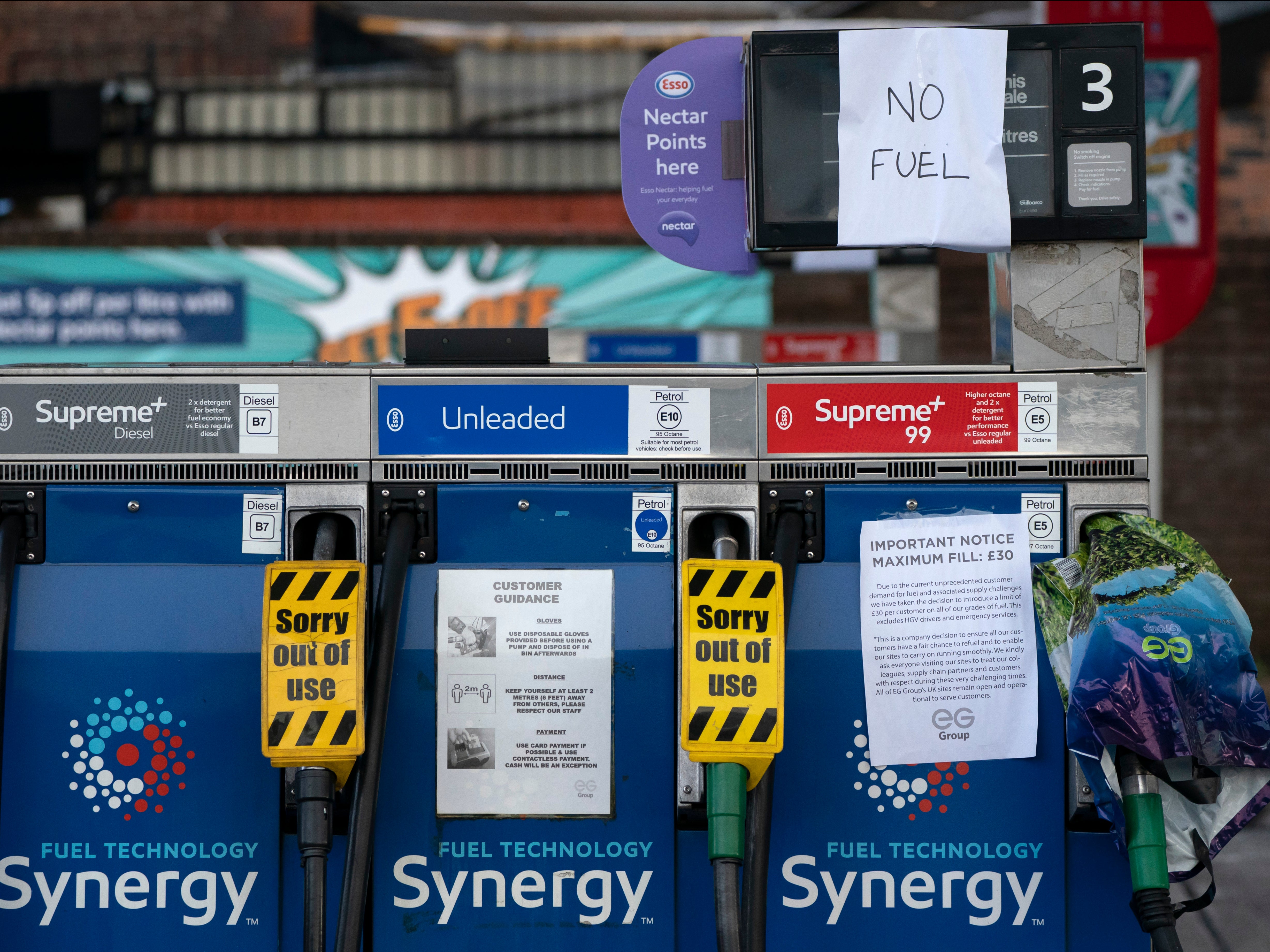 Running on empty: petrol supplies have been dwindling as people scramble to fuel up