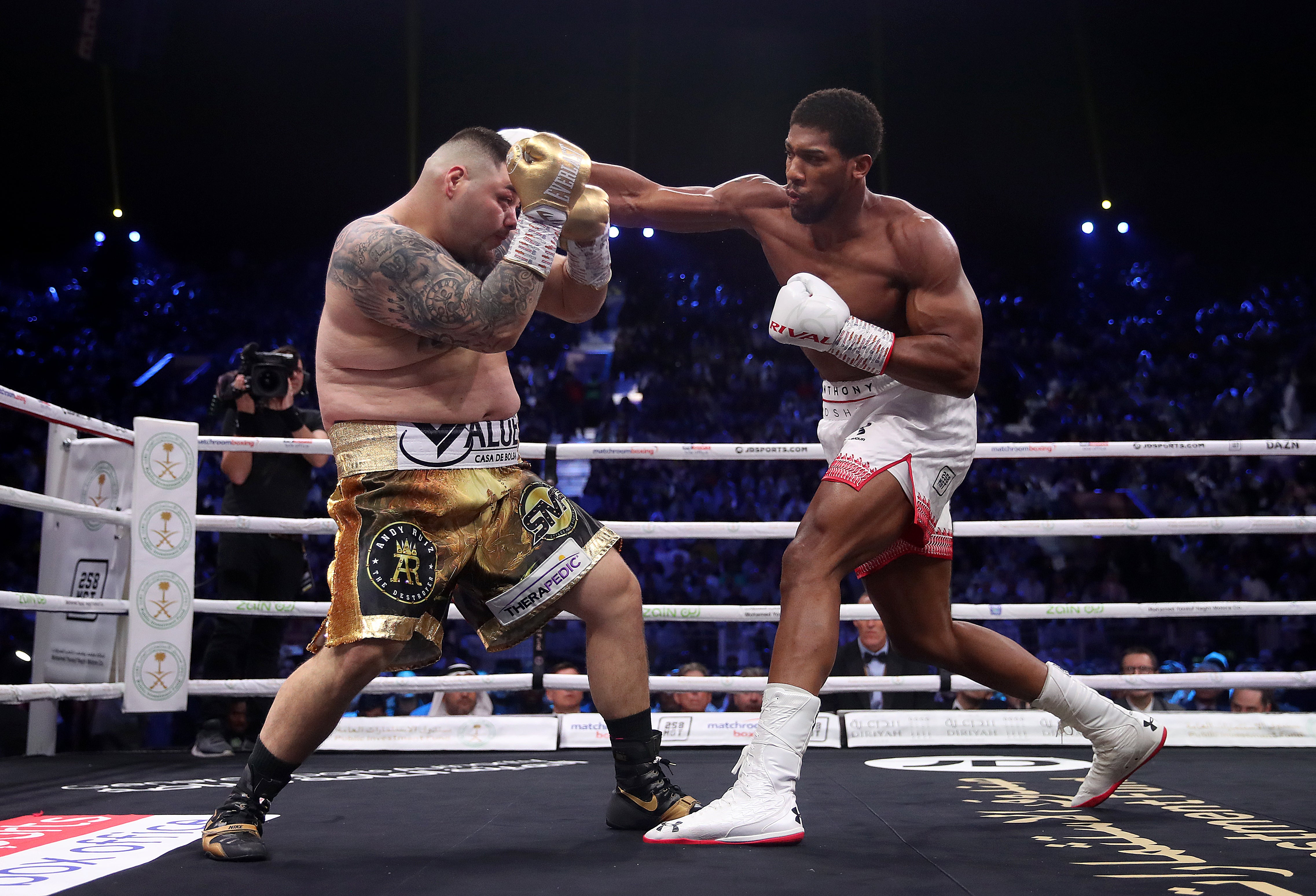 A bloated Andy Ruiz Jr, left, lost to Anthony Joshua in their December 2019 rematch (Nick Potts/PA)