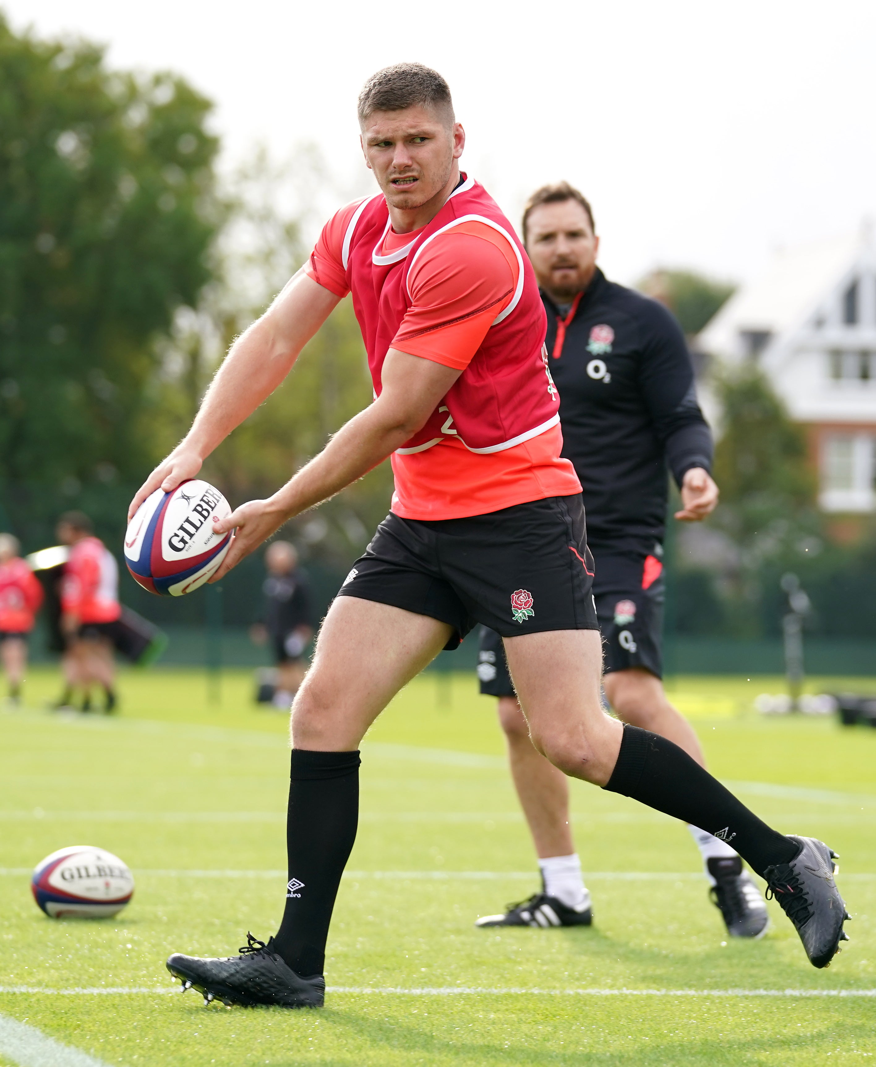 England captain Owen Farrell during a training session at The Lensbury (Andrew Matthews/PA)