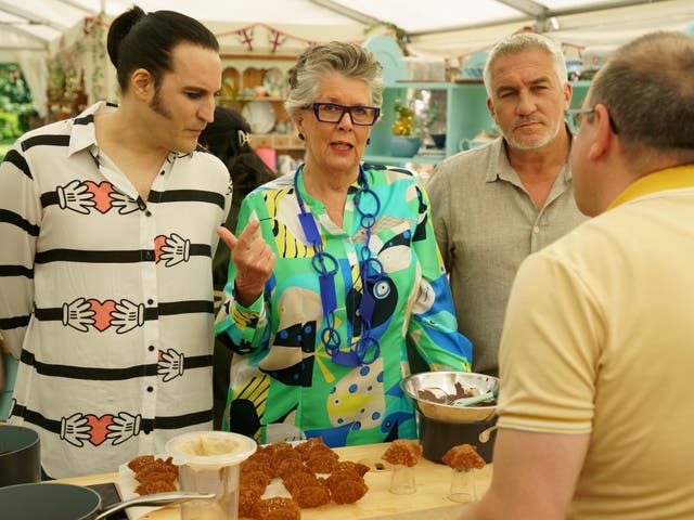 <p>Jürgen Krauss faces judges Prue Leith and Paul Hollywood as well as co-host Noel Fielding on ‘The Great British Bake Off'</p>
