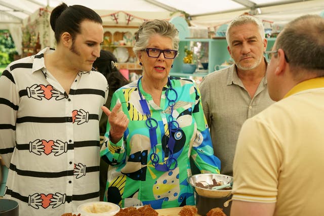 <p>Jürgen Krauss faces judges Prue Leith and Paul Hollywood as well as co-host Noel Fielding on ‘The Great British Bake Off'</p>