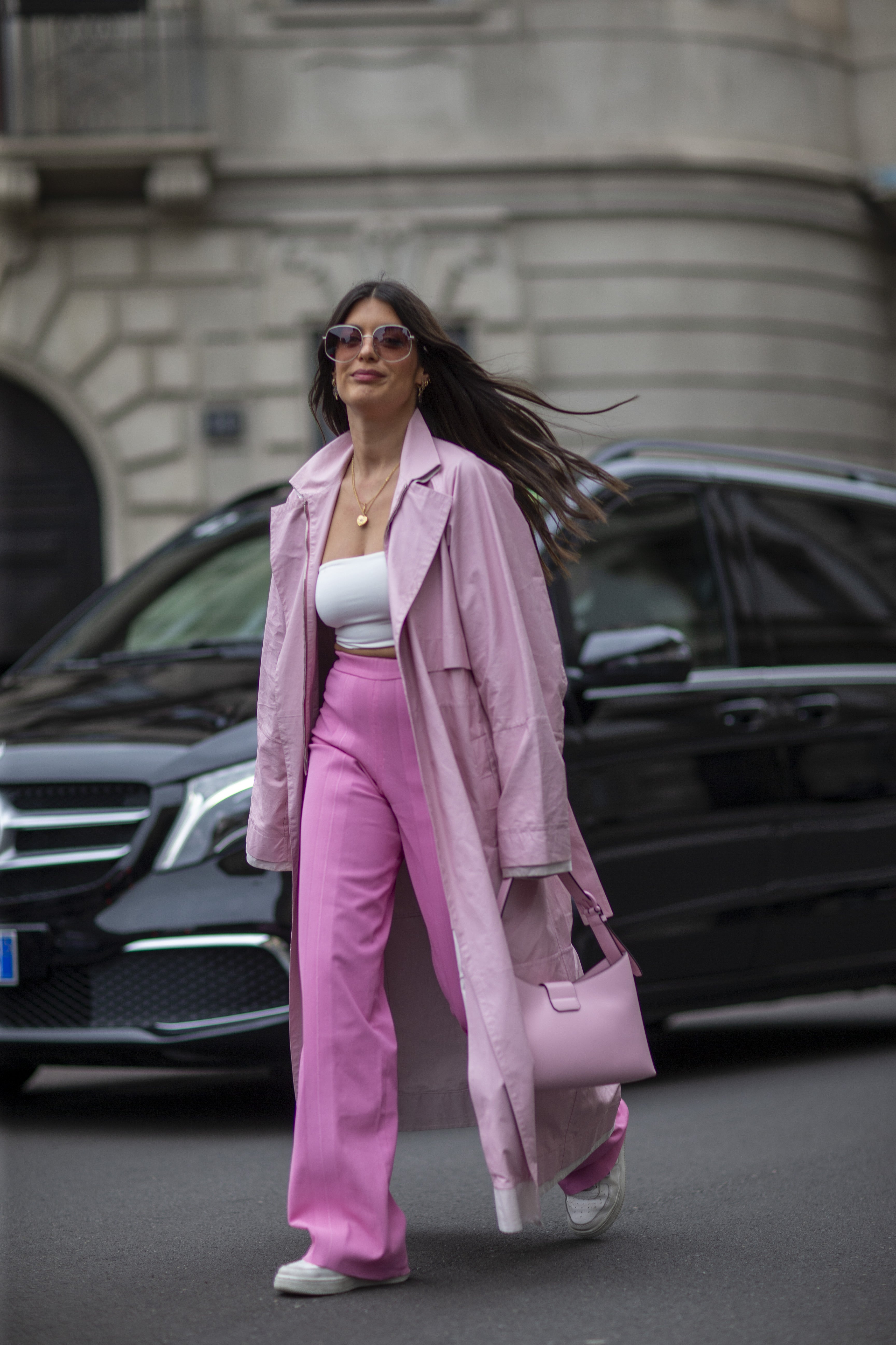 An all-pink look at Milan Fashion Week