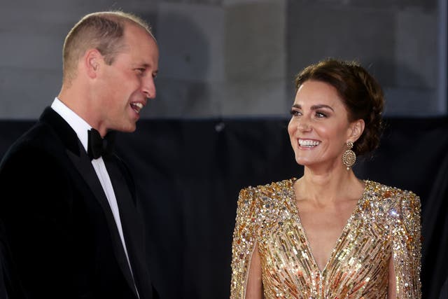 <p>Prince William and Kate Middleton at the No Time To Die premiere</p>