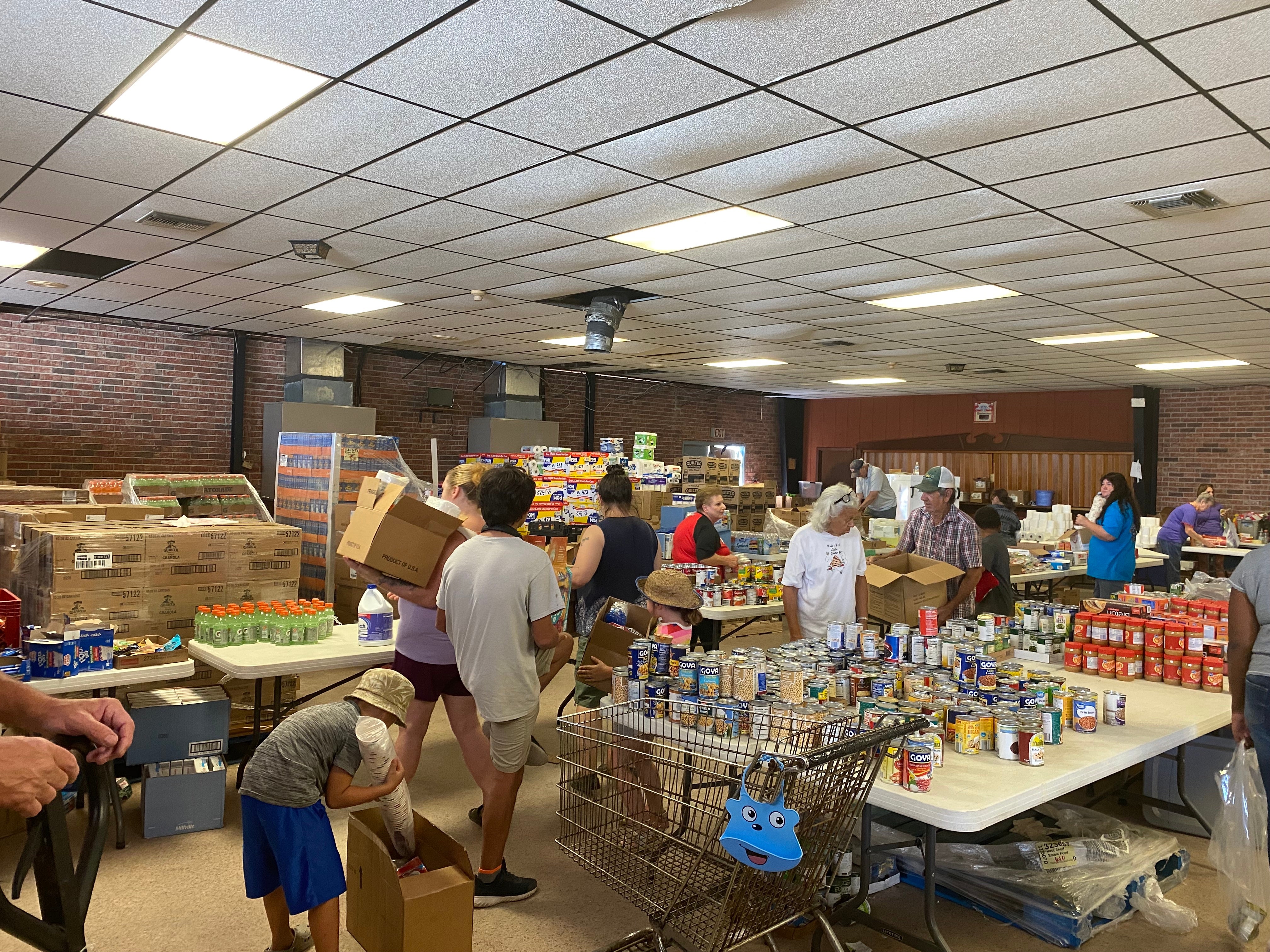 The Ward 7 Citizens Club in Chauvin, Louisiana has been transformed into a food bank and supply centre after Hurricane Ida.