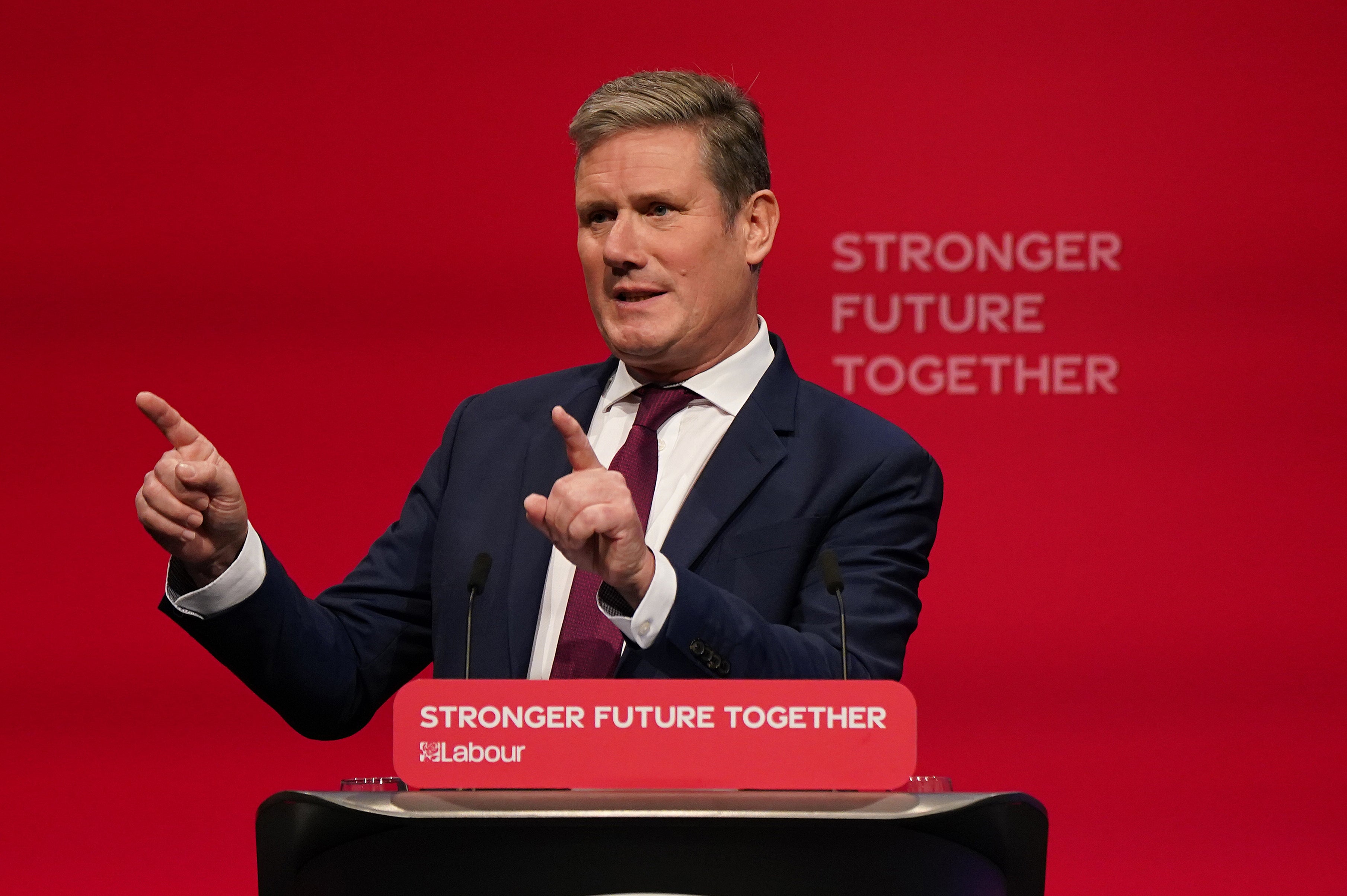 Labour party leader Sir Keir Starmer delivers his keynote speech at the Labour Party conference in Brighton (Andrew Matthews/PA)