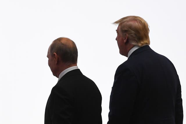 <p>Donald Trump and Vladimir Putin, 2019</p>