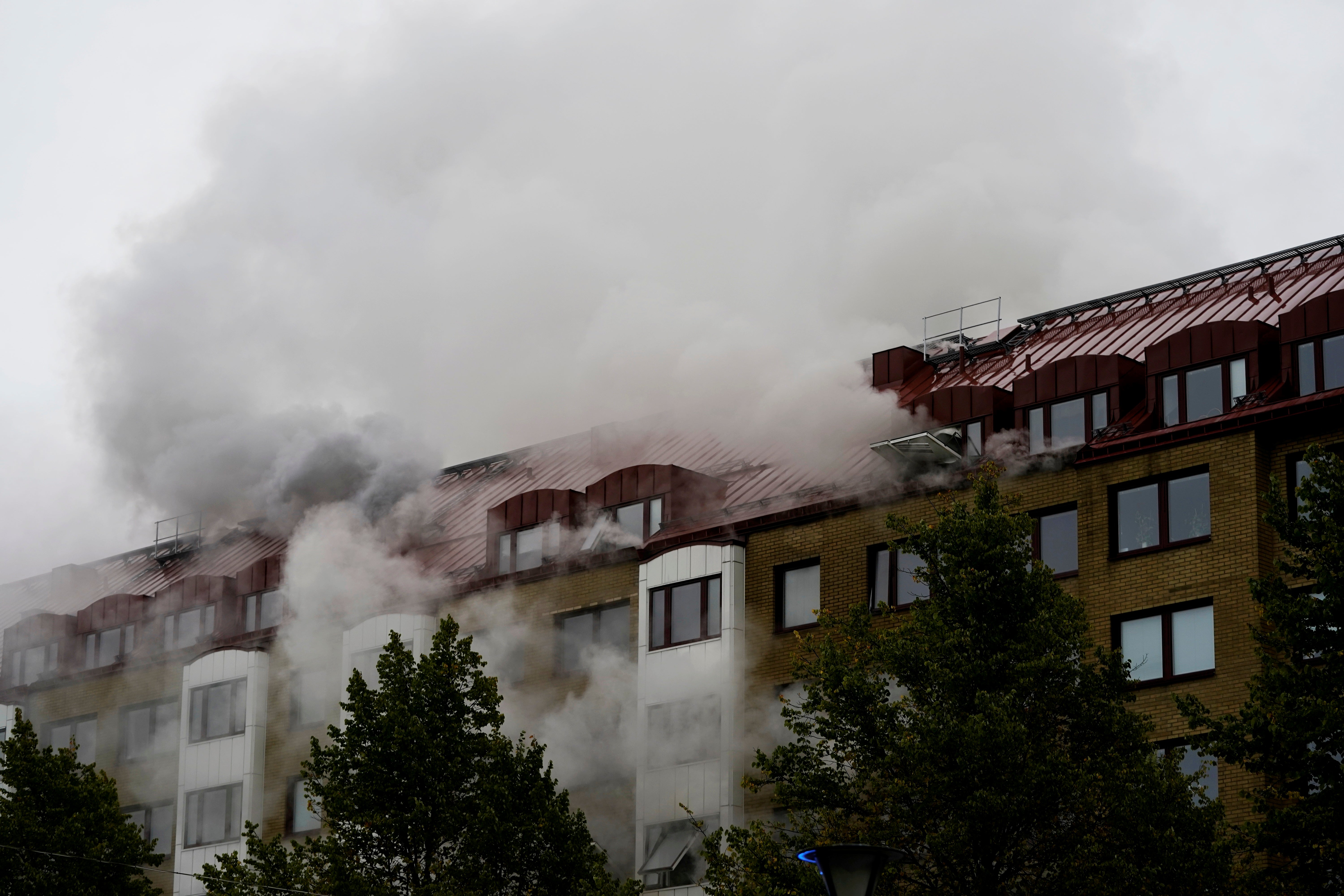 Aftermath of an explosion at an apartment building in Annedal district, Gothenburg, Sweden