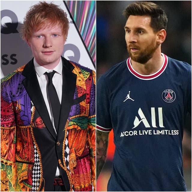 Ed Sheeran and Lionel Messi (Jonathan Brady/Julien Poupart/PA)