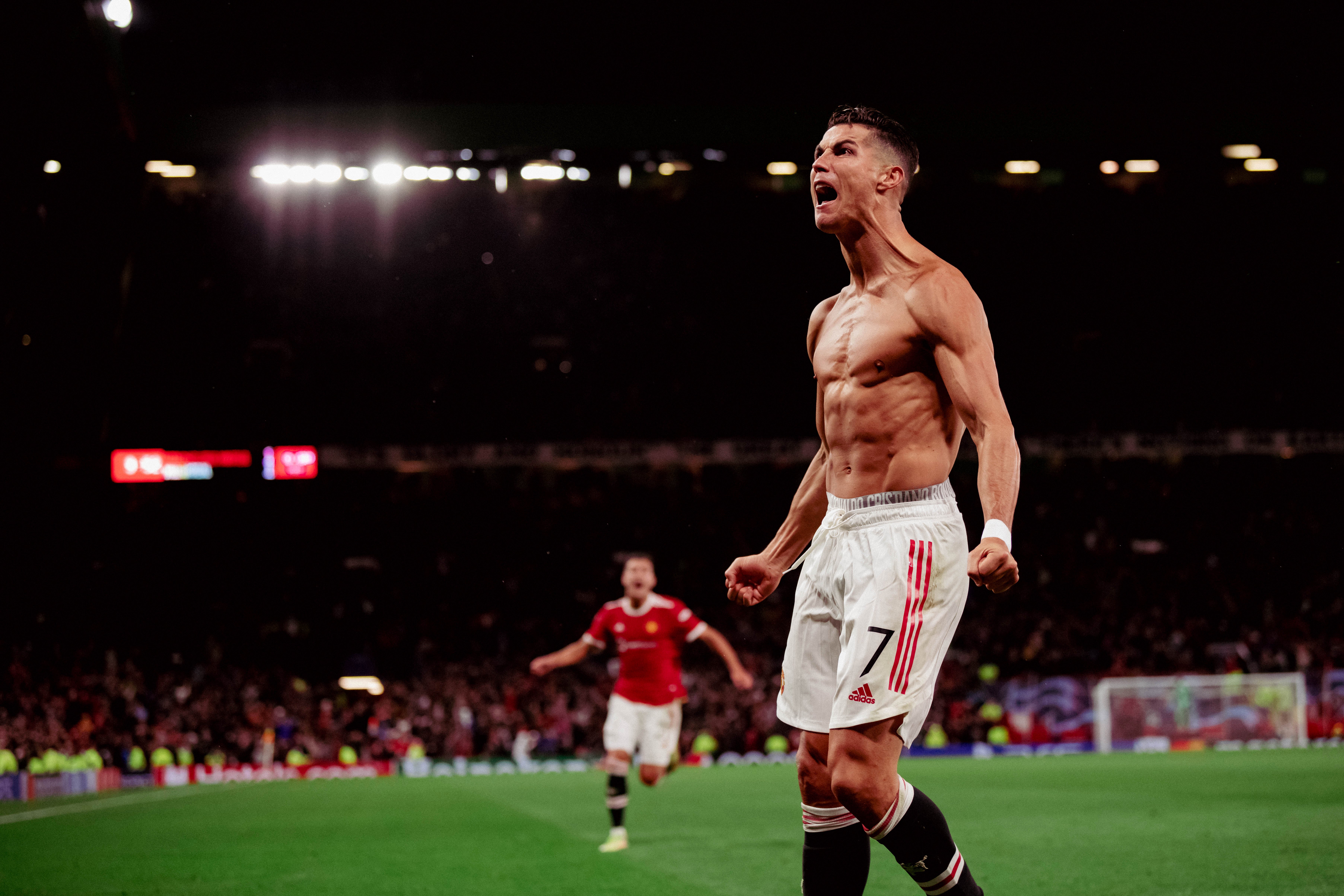Cristiano Ronaldo celebrates scoring United’s winner