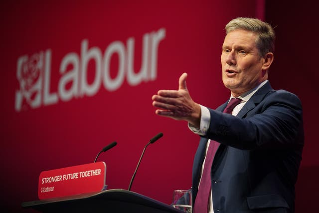 <p>Leader Keir Starmer gives his keynote speech at conference on Wednesday </p>