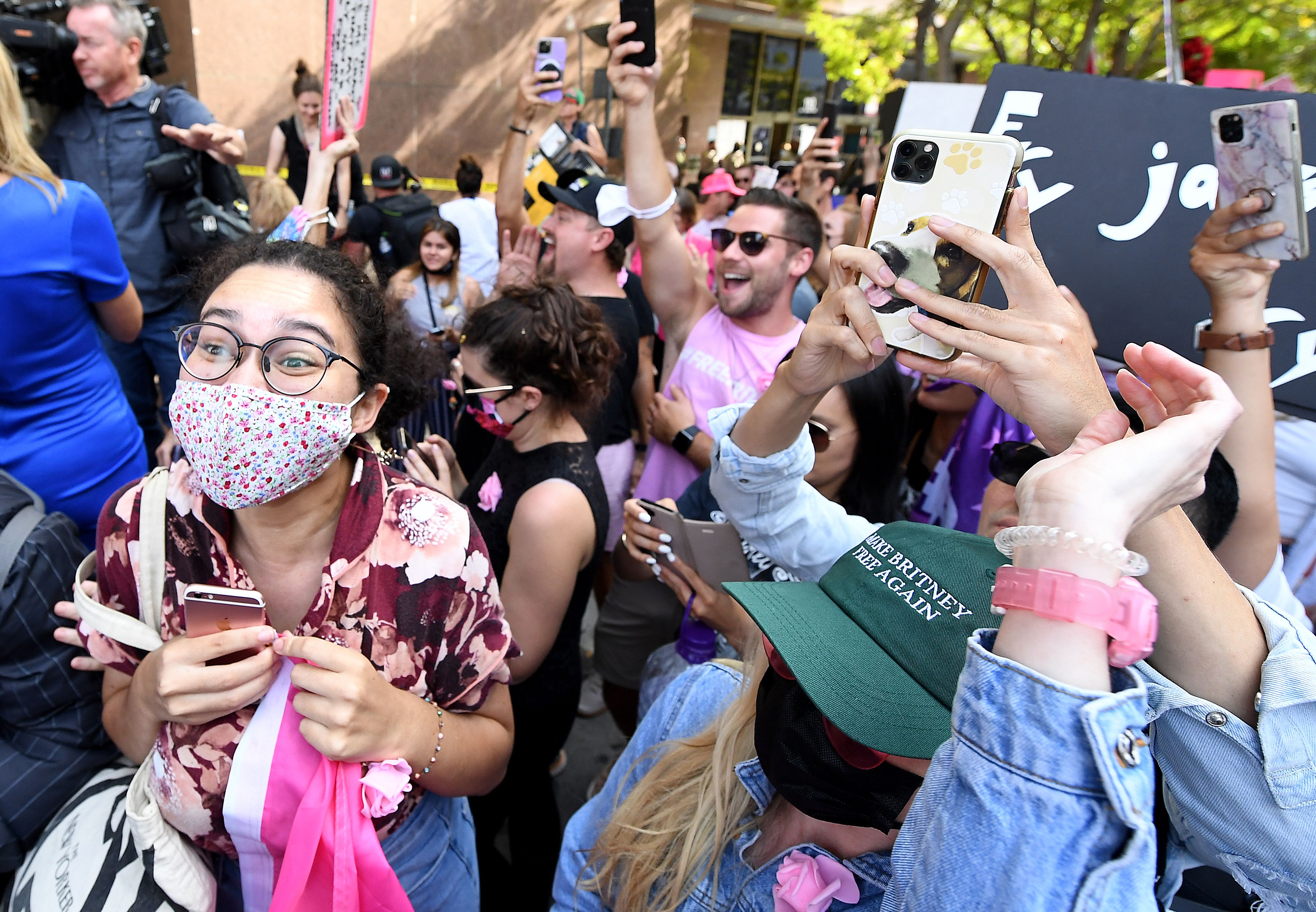 Jubilant fans gathered outside the courthouse